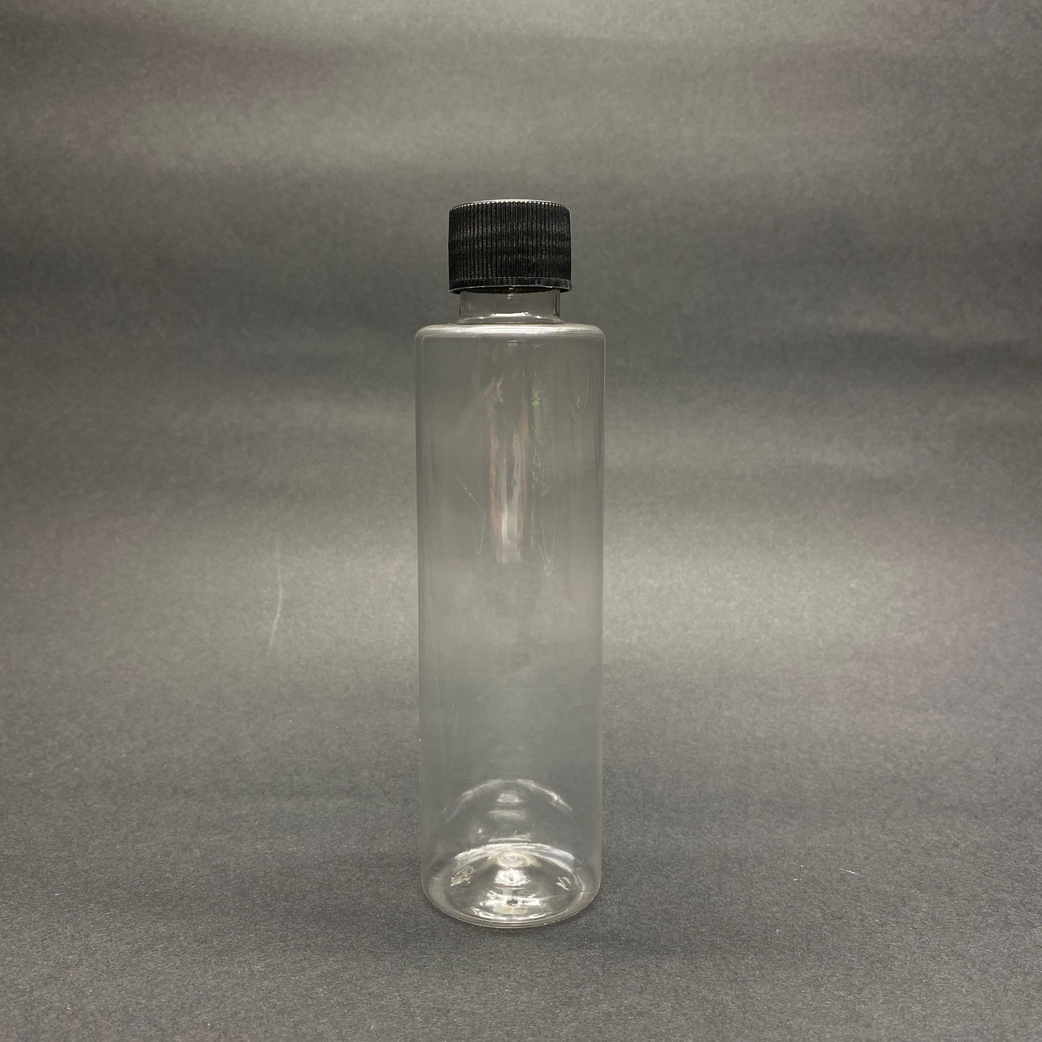 150 Cc Şeffaf Silindir Küt Boyunlu Pet Şişe - Siyah Plastik Kapaklı - 150 Ml Pet Şişe