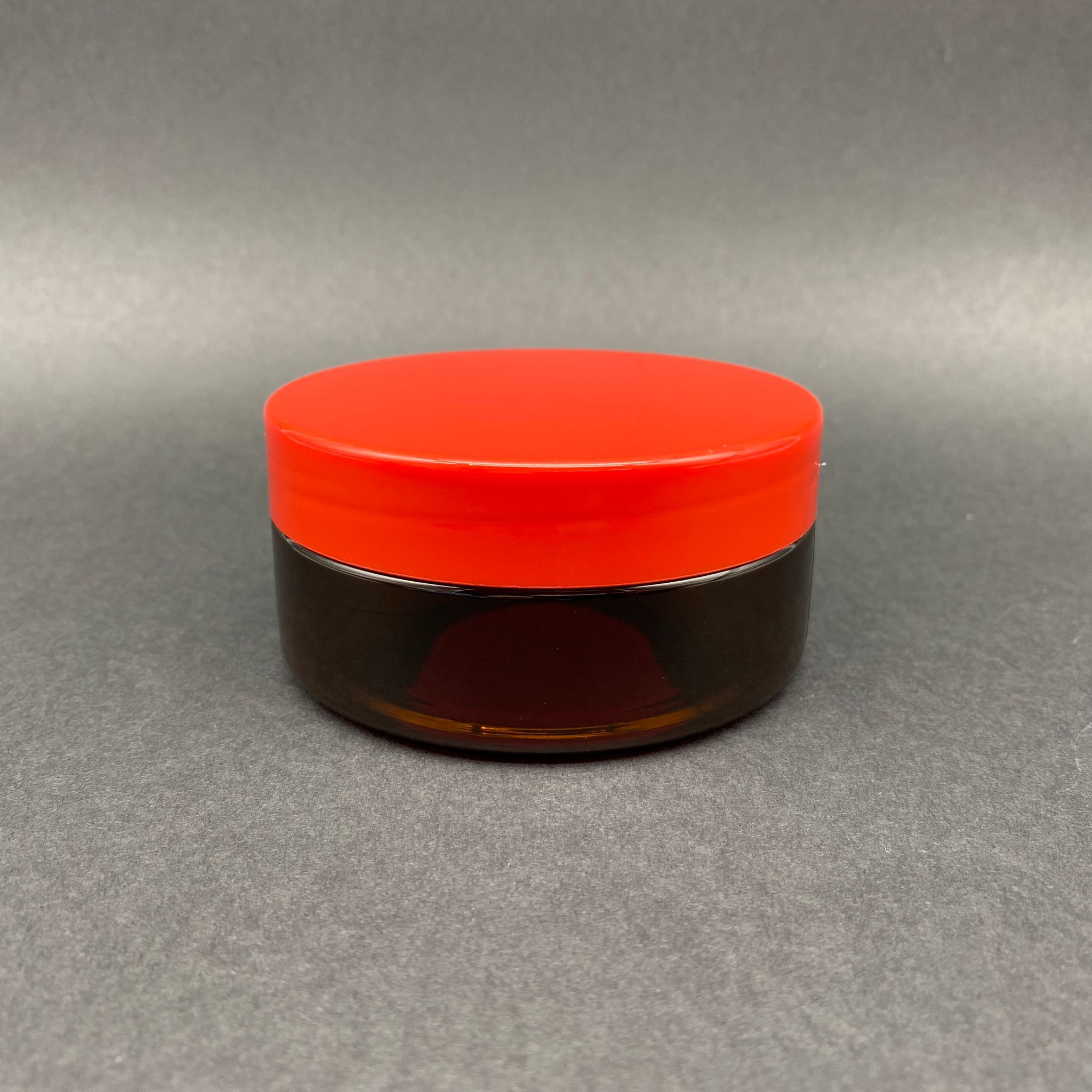 150 Cc Sert Plastik Amber Kavanoz - Kırmızı Kapaklı  - 150 Ml Kahverengi Kavanoz