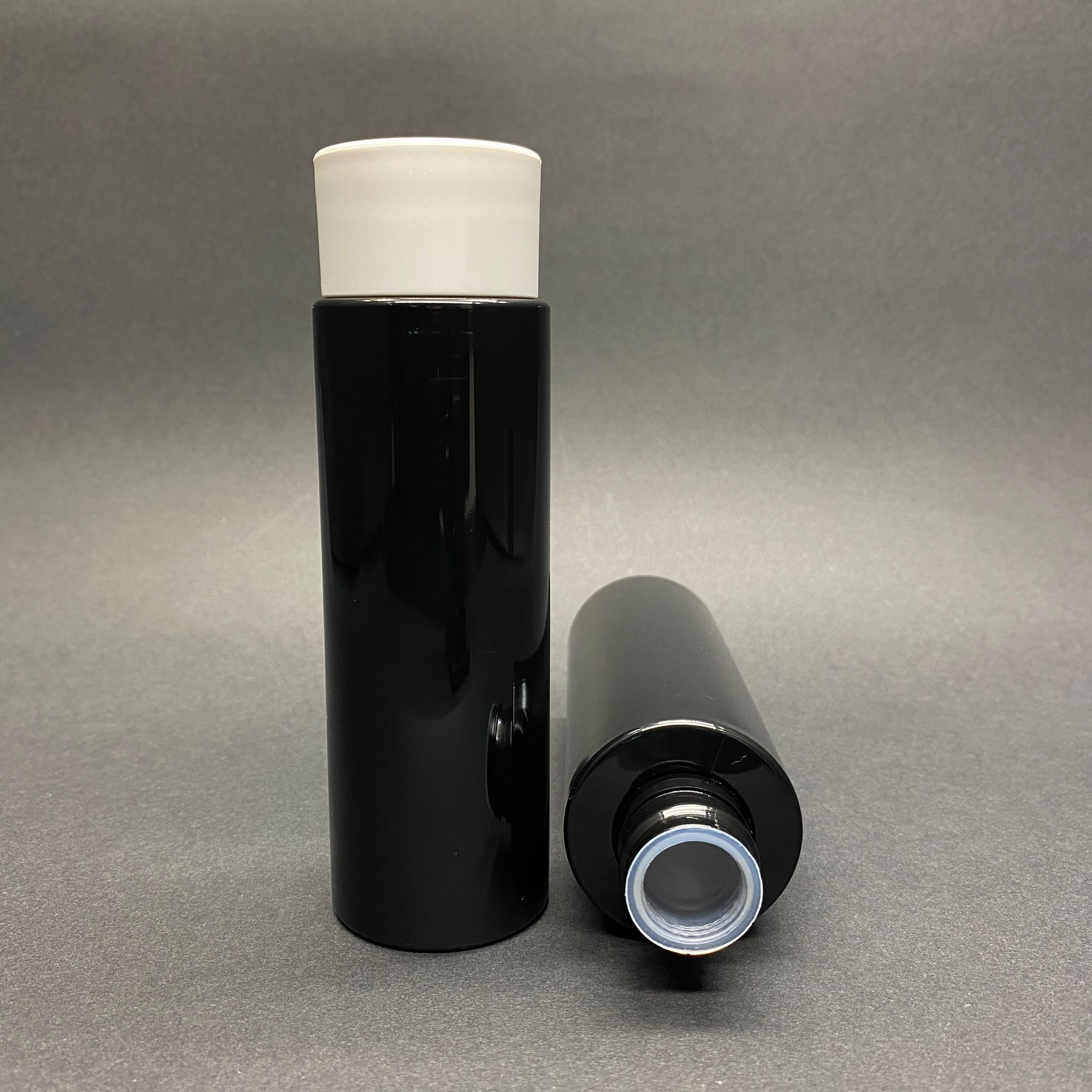 150 Cc Siyah Pet Şişe - Beyaz Derin Kalın Kapak + Kör Tıpa - 150 Ml Kapaklı Plastik Şişe