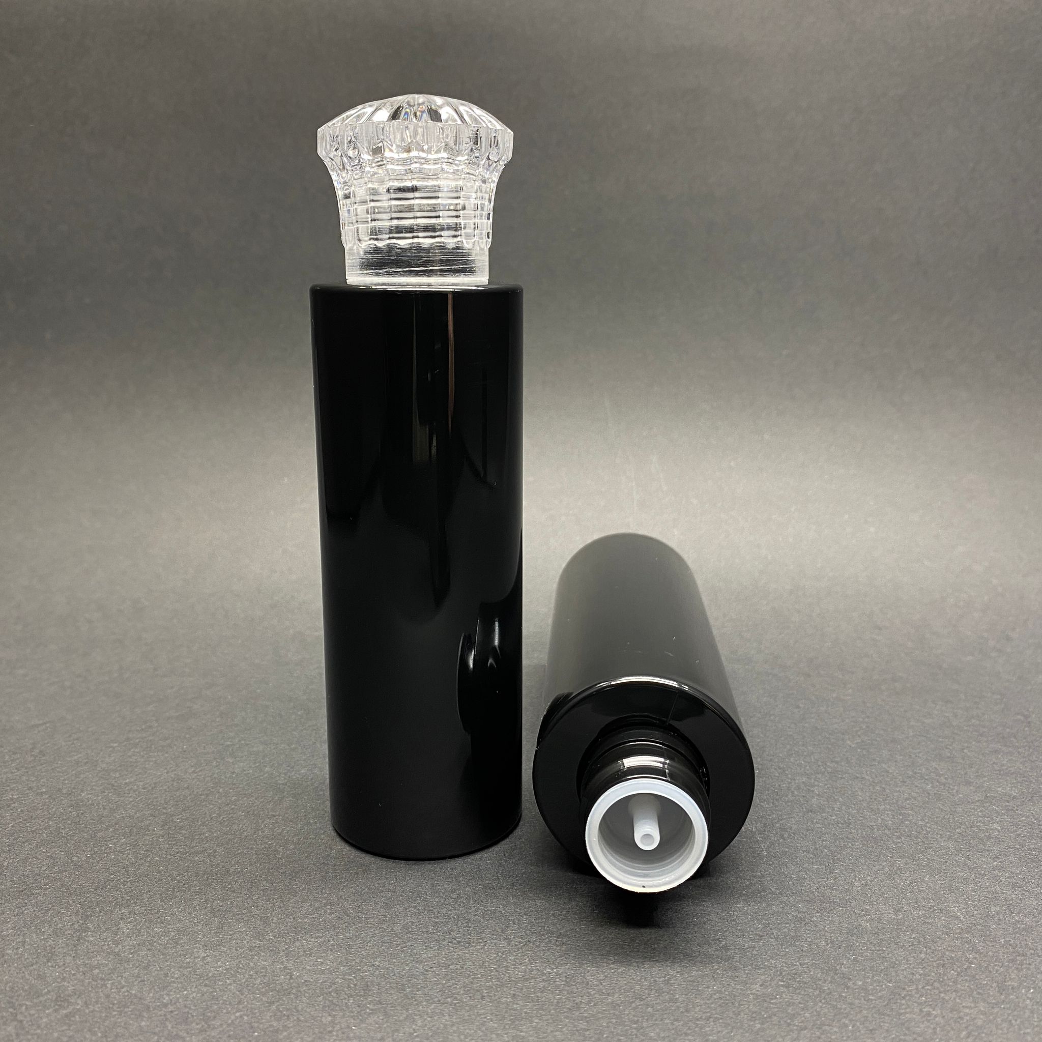 150 Cc Siyah Pet Şişe - Kristal Kapaklı + Kolonya Tıpalı - 150 Ml Kapaklı Plastik Şişe