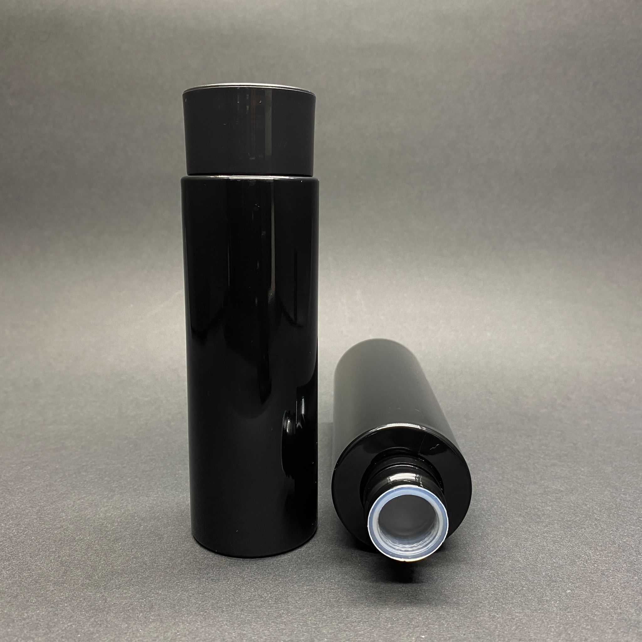 150 Cc Siyah Pet Şişe - Siyah Derin Kalın Kapak + Kör Tıpa - 150 Ml Kapaklı Plastik Şişe