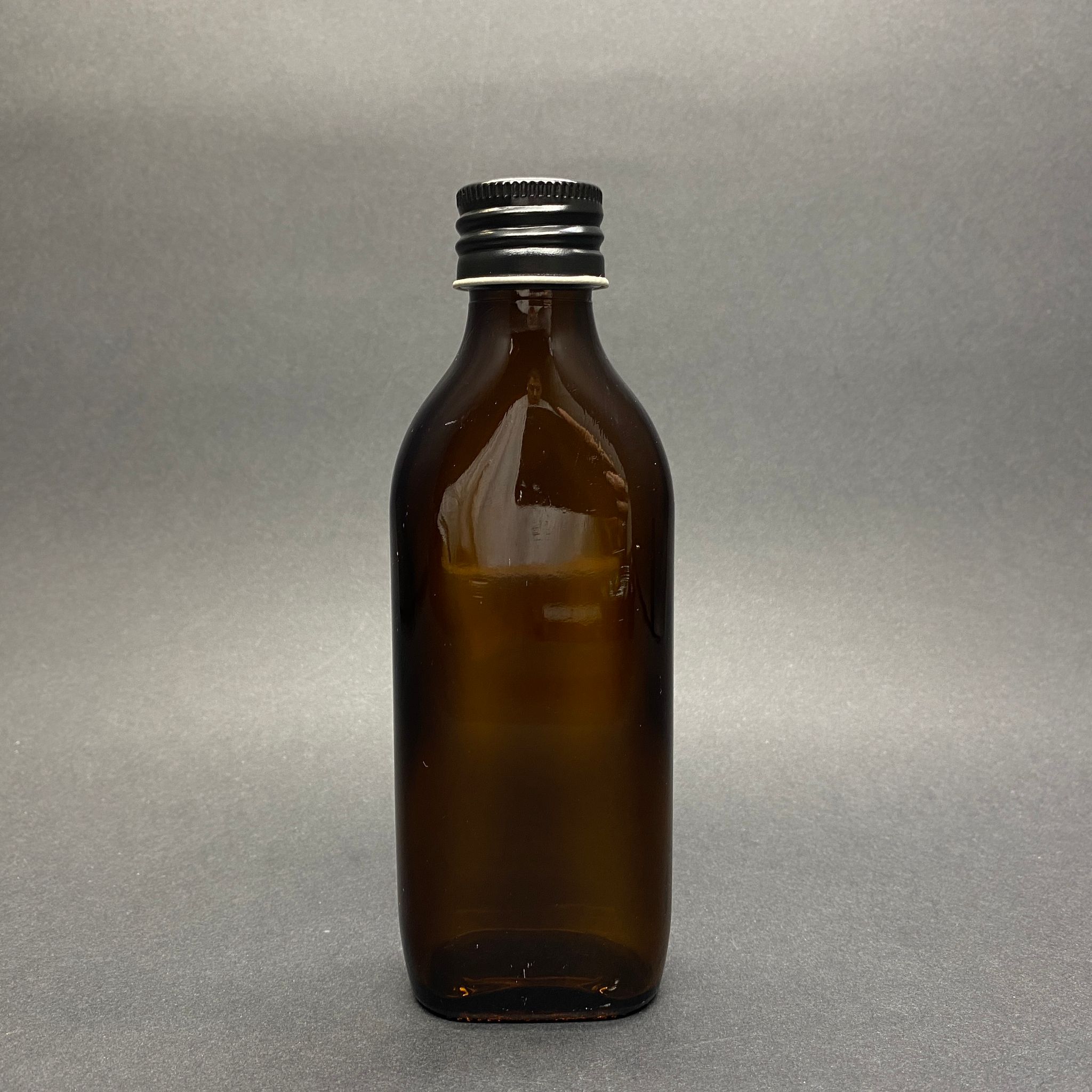 150 Cc Yassı Amber Cam Şişe - Siyah Metal Alüminyum Kapaklı - 150 Ml Kahverengi Cam Şişe - Cold Brew İçin Cam Şişe