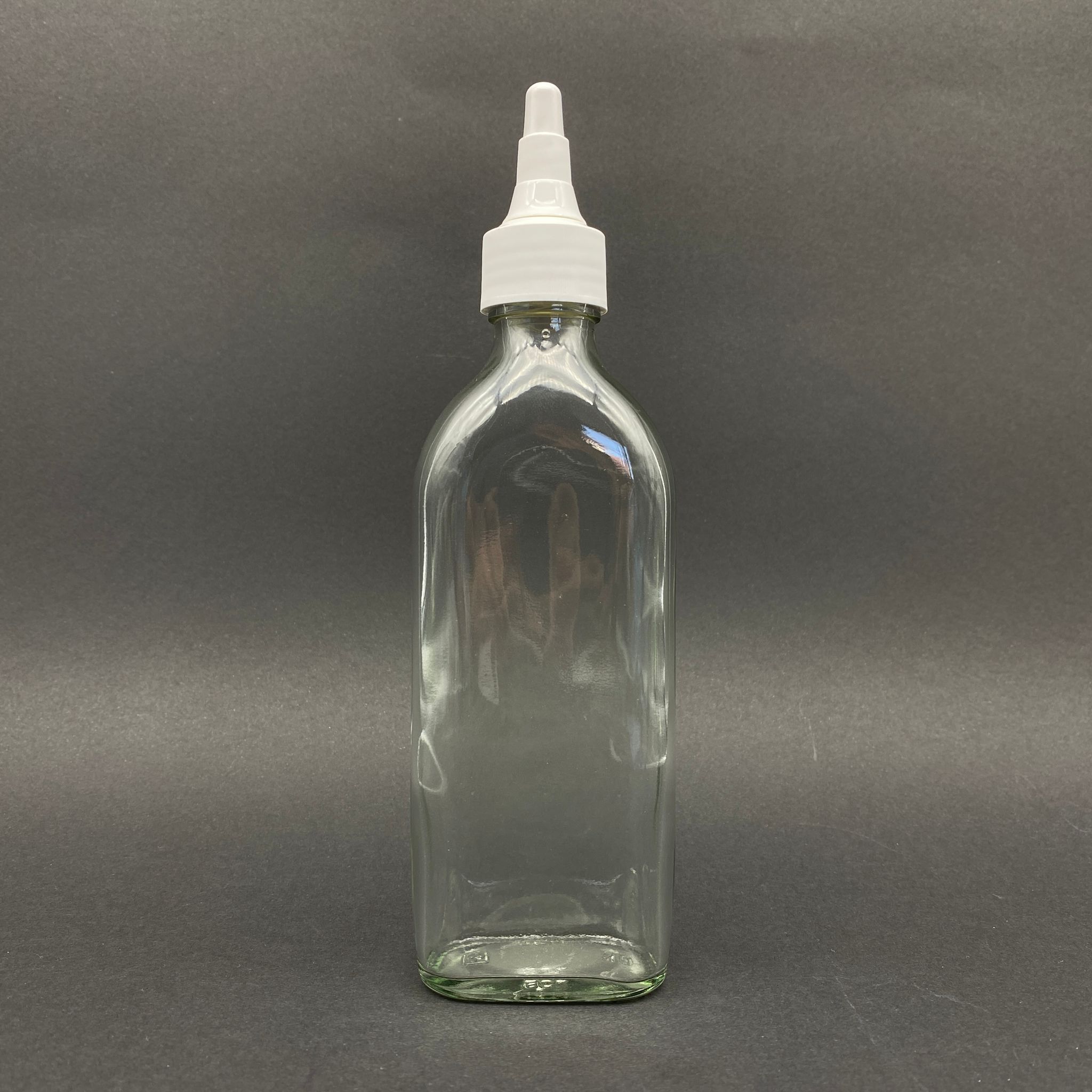 150 Cc Yassı Cam Şişe - Beyaz Asansör Kapaklı - 150 Ml Yassı Cam Şişe