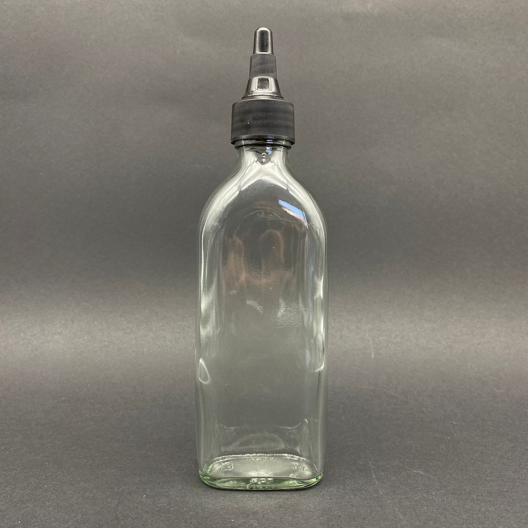 150 Cc Yassı Cam Şişe - Siyah Asansör Kapaklı - 150 Ml Yassı Cam Şişe