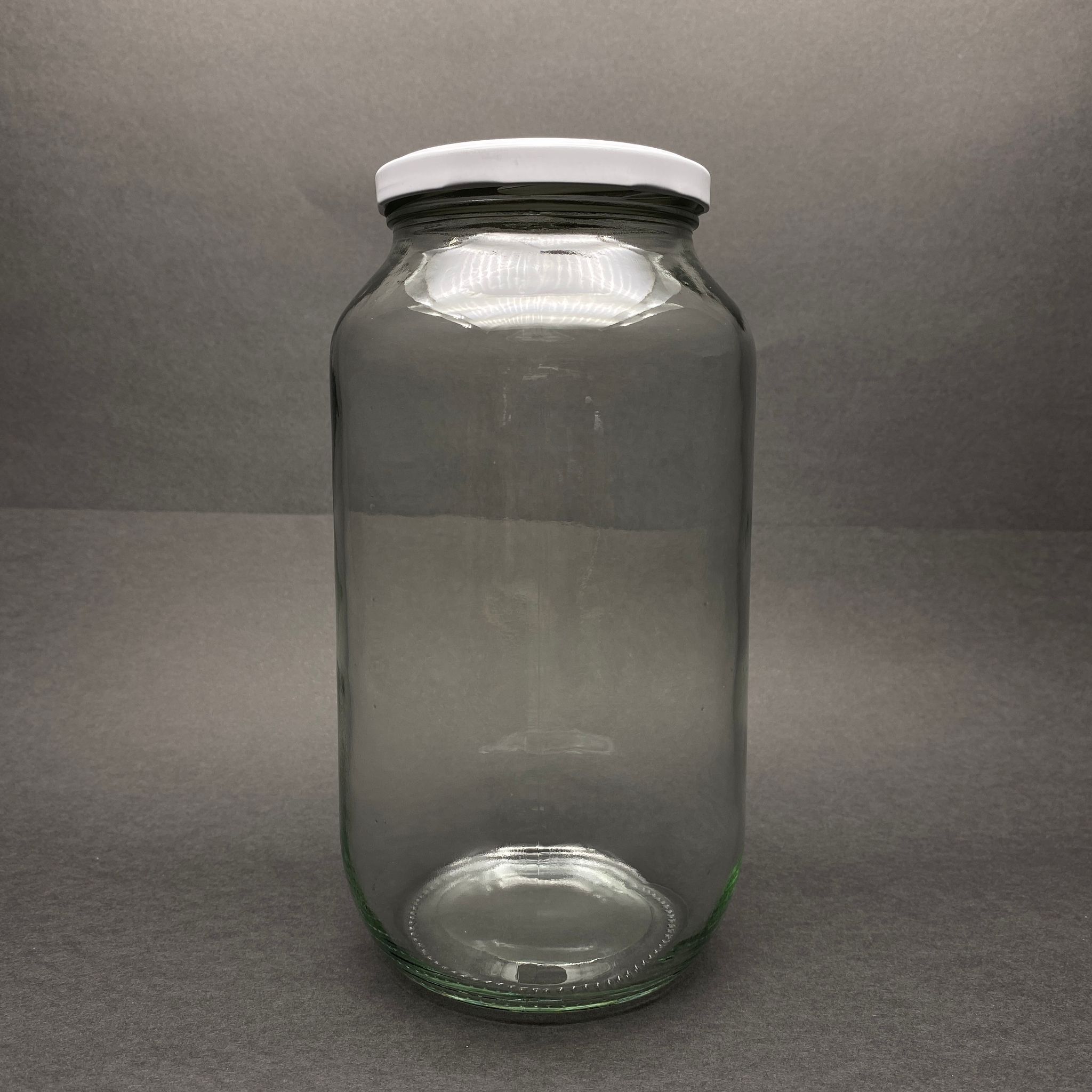 1500 Cc Cam Kavanoz - Beyaz Metal Kapaklı - 1500 Ml Dar Ağız Cam Kavanoz