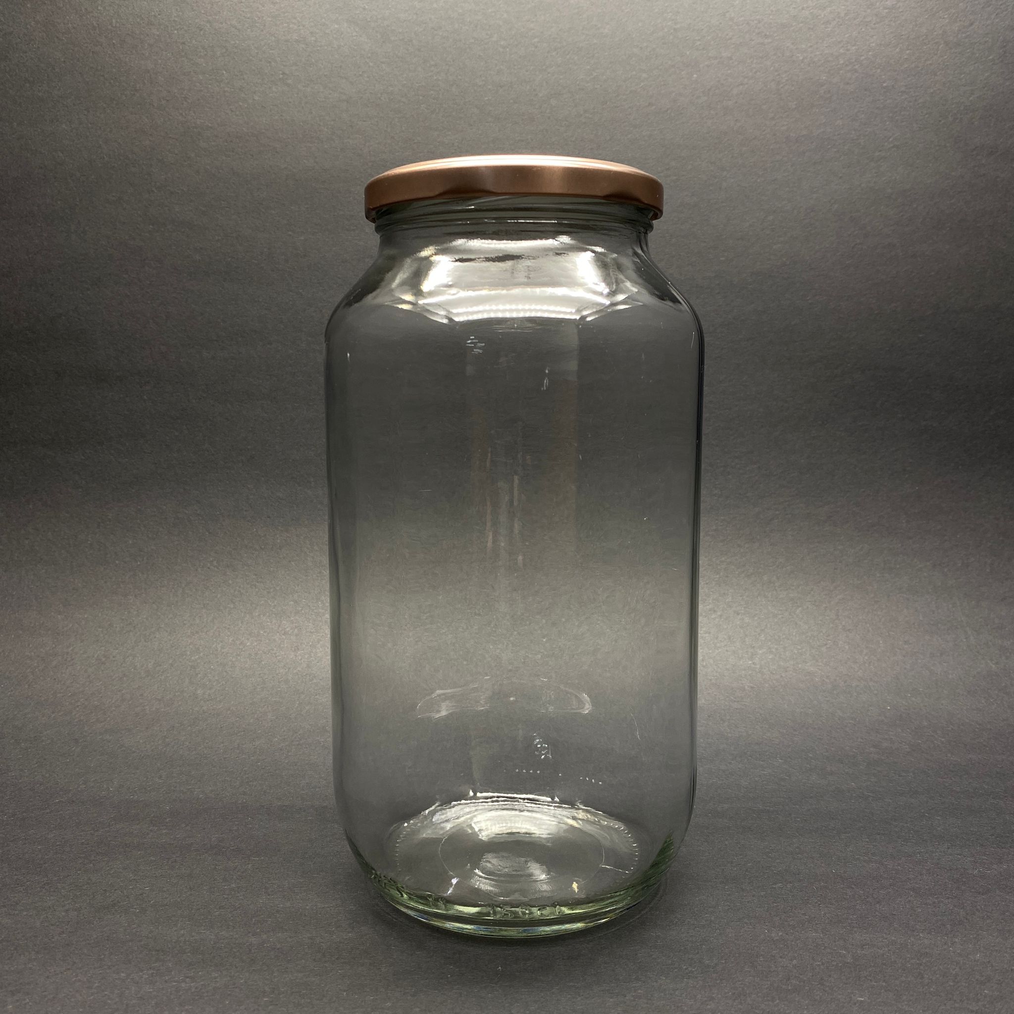 1500 Cc Cam Kavanoz - Bronz (Bakır Rengi) Metal Kapaklı - 1500 Ml Cam Konserve Kavanozları