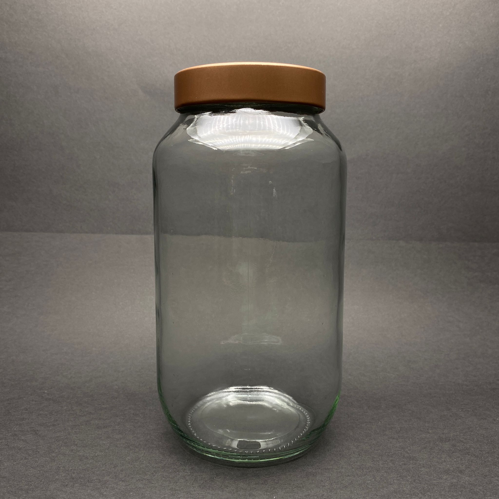 1500 Cc Cam Kavanoz - Derin Bronz Lüks Metal Kapaklı - 1500 Ml Dar Ağız Cam Kavanoz