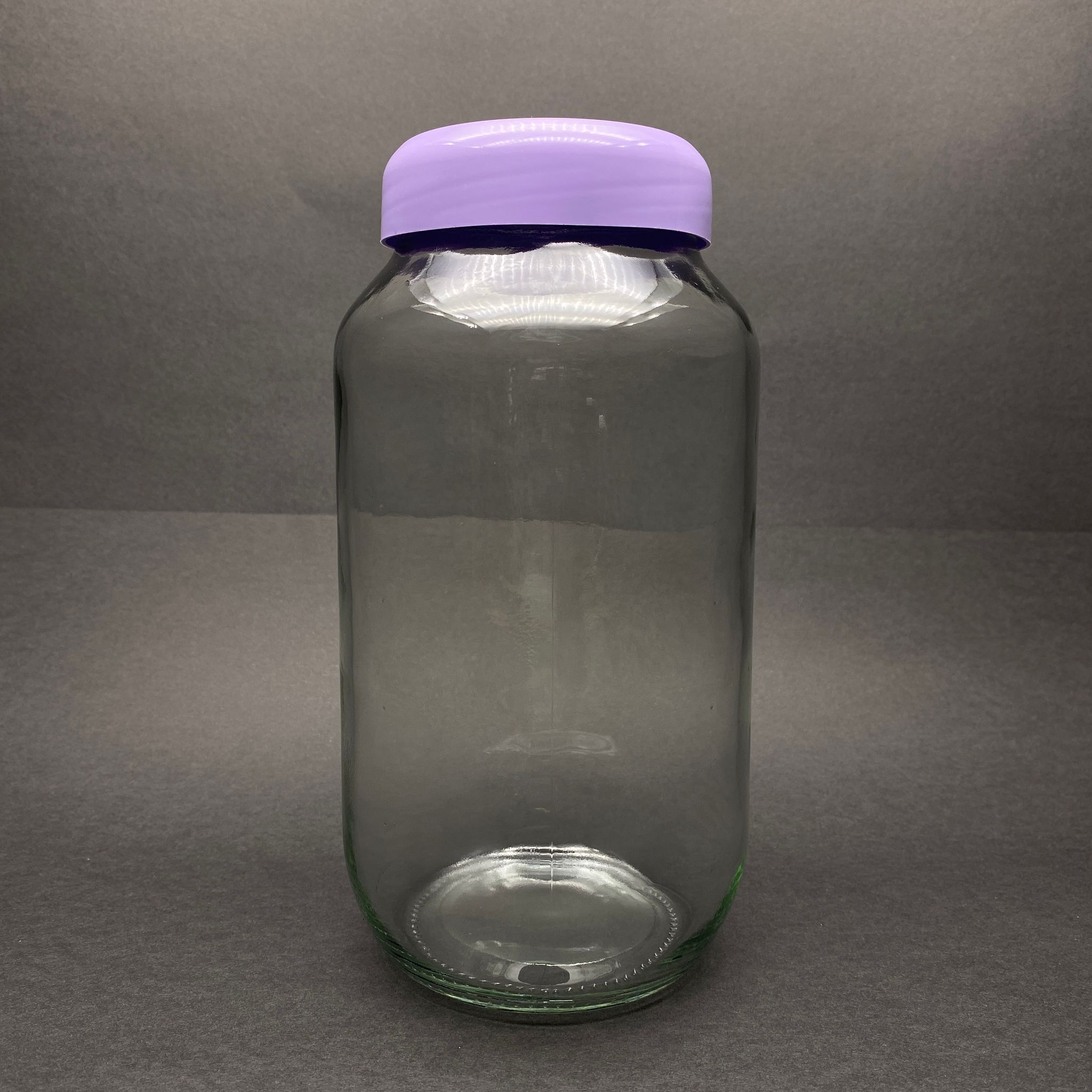 1500 Cc Cam Kavanoz - Lila Plastik Kapaklı - 1500 Ml Dar Ağız Cam Kavanoz