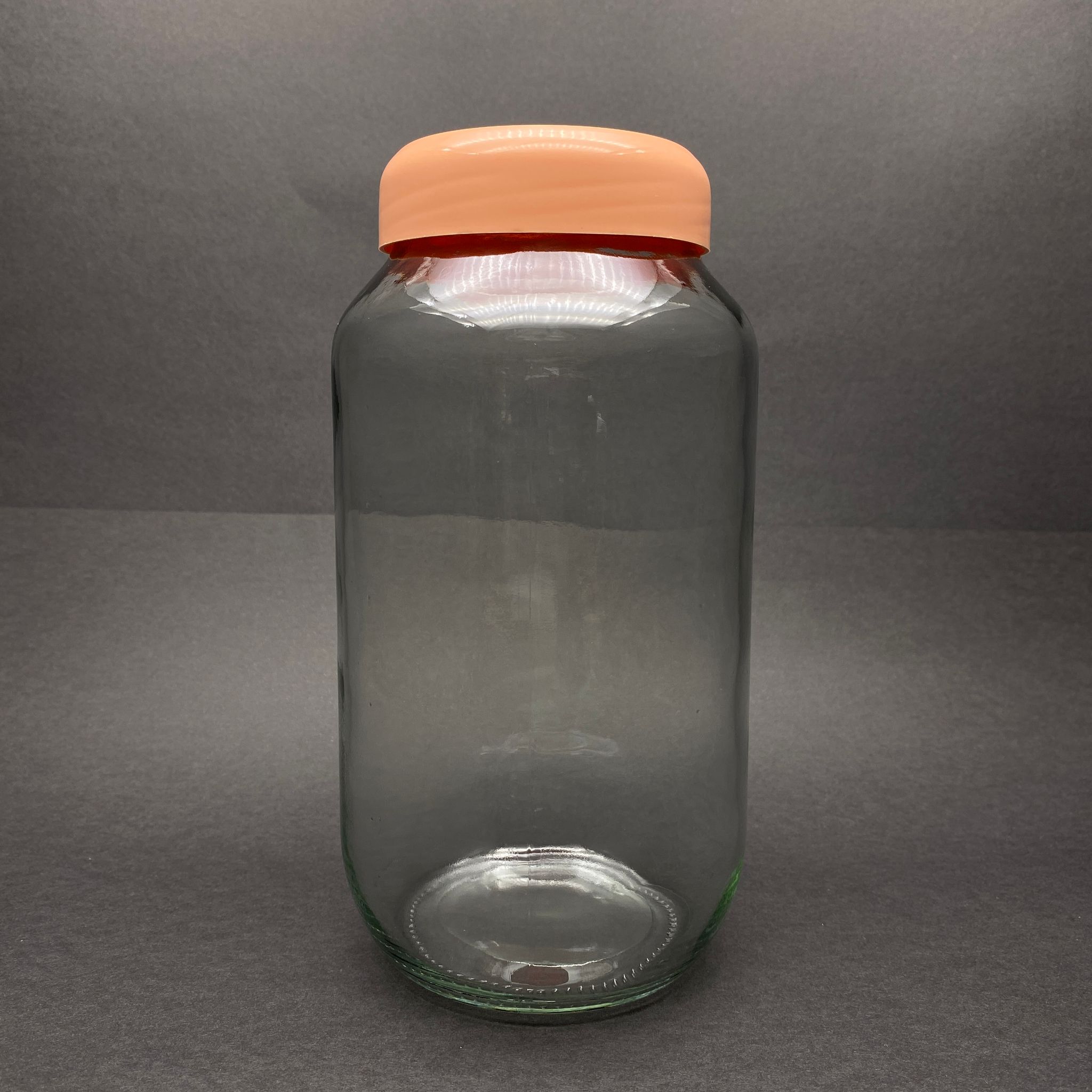 1500 Cc Cam Kavanoz - Pembe Plastik Kapaklı - 1500 Ml Dar Ağız Cam Kavanoz
