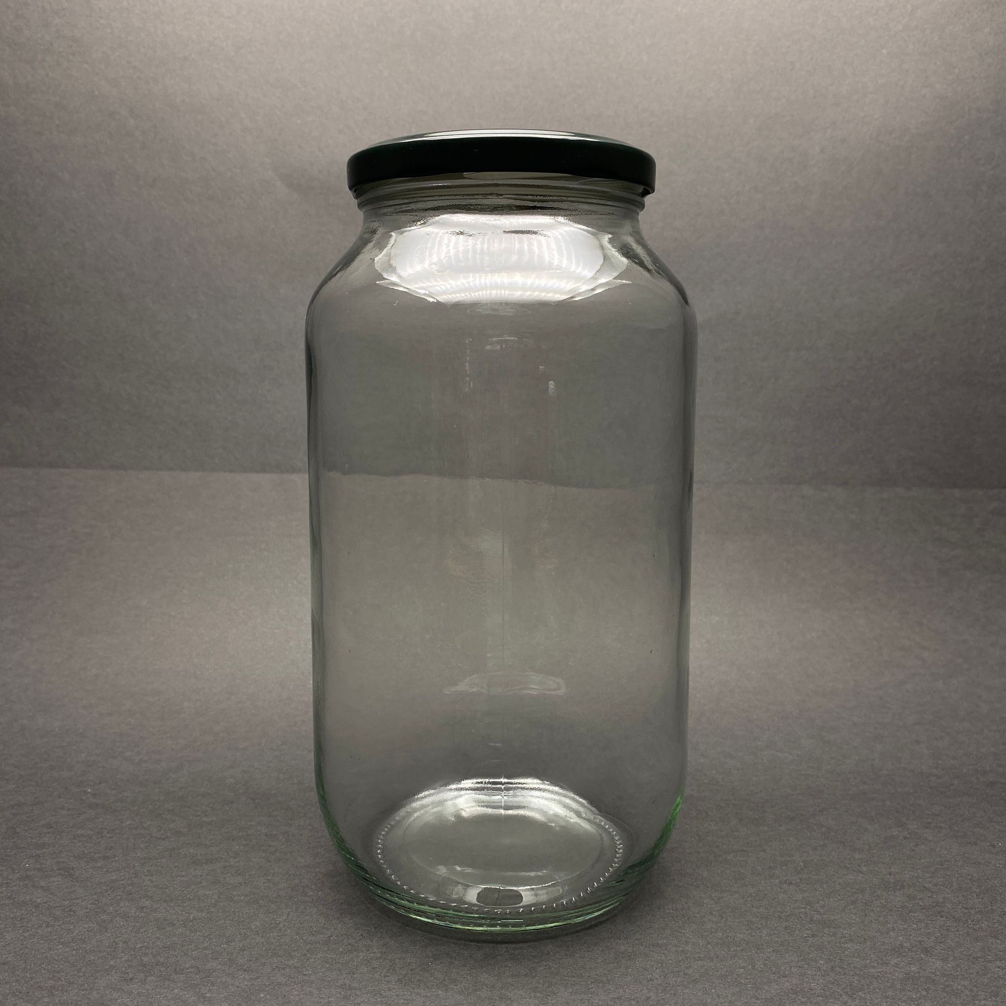 1500 Cc Cam Kavanoz - Siyah Metal Kapaklı - 1500 Ml Dar Ağız Cam Kavanoz