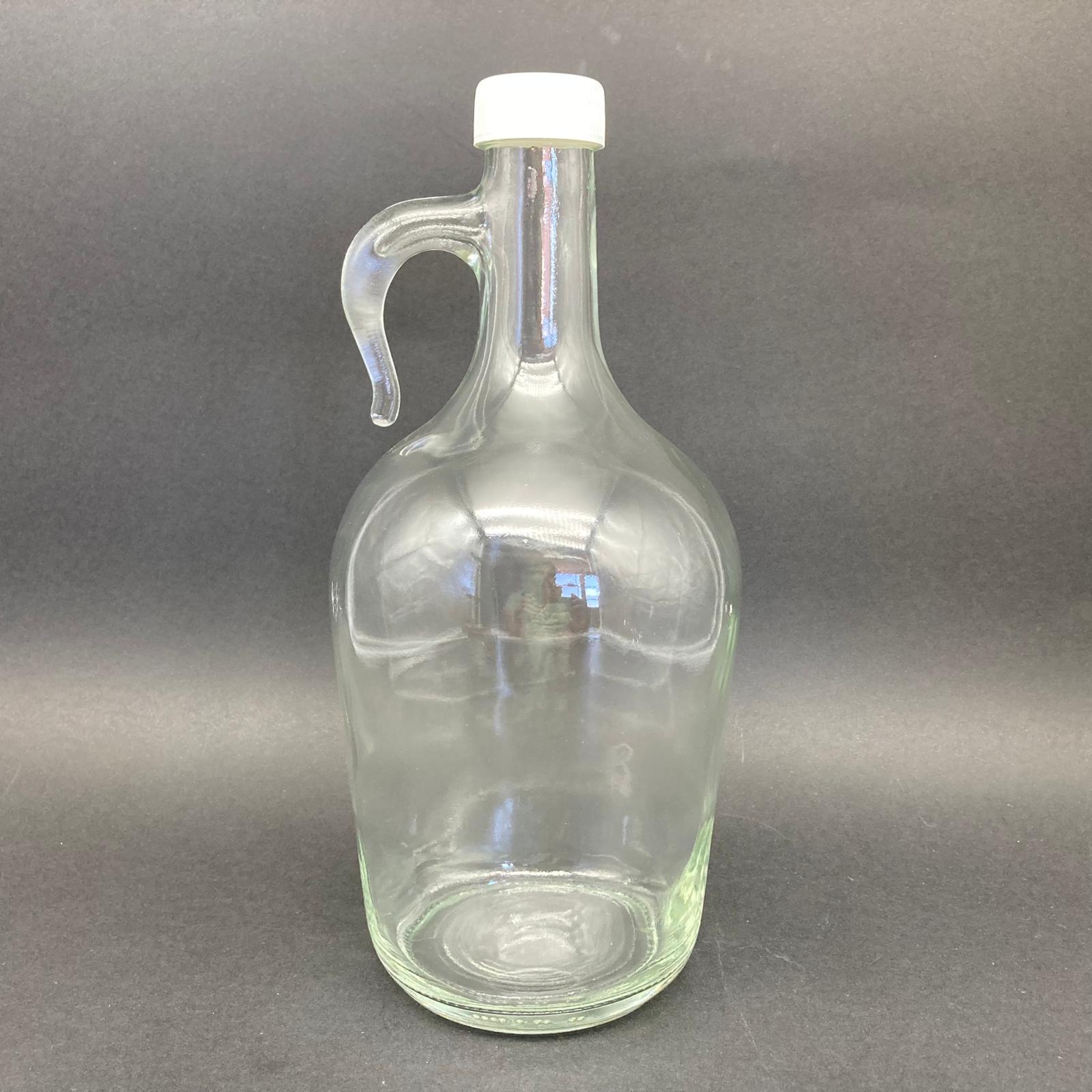 1500 Cc Kulplu Galon Şişe - 1,5 Litre Galon Kulplu Cam Şişe - Beyaz Plastik Kapaklı