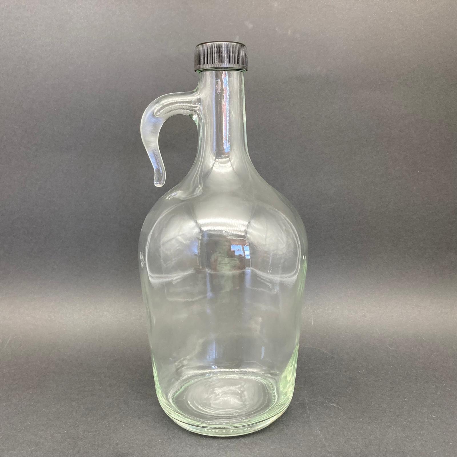1500 Cc Kulplu Galon Şişe - 1,5 Litre Galon Kulplu Cam Şişe - Siyah Plastik Kapaklı