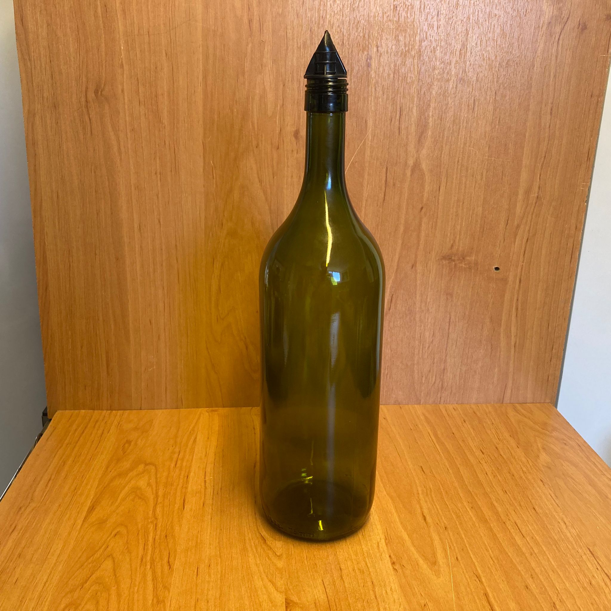 1500 Cc Yeşil Yağdanlık Şişesi - 1500 Ml Cam Yağlık Sirkelik Şişe - Siyah Akıtıcılı