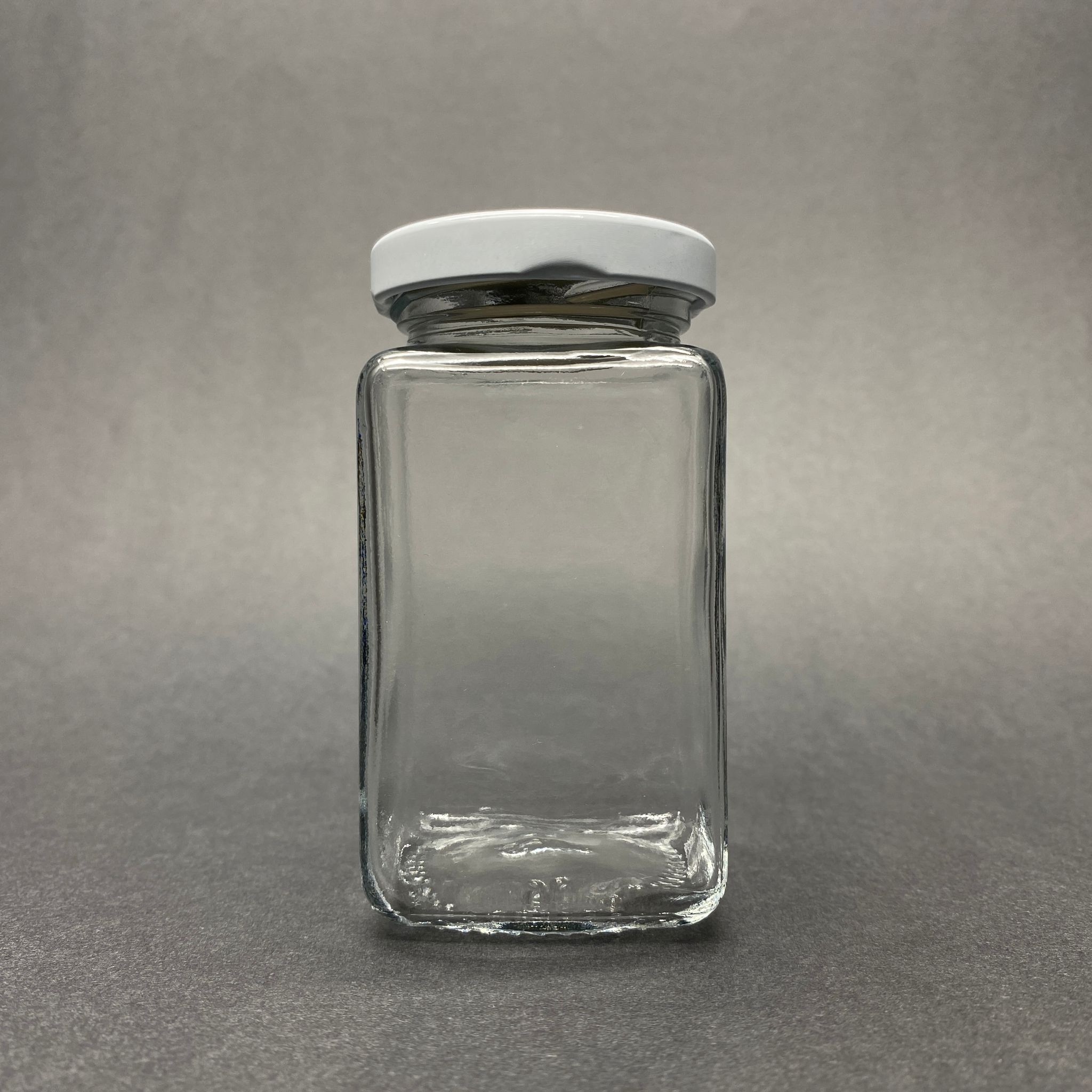 160 Cc Kare Kavanoz - Beyaz Metal Kapaklı - 160 Ml Köşeli Tip Cam Kavanoz