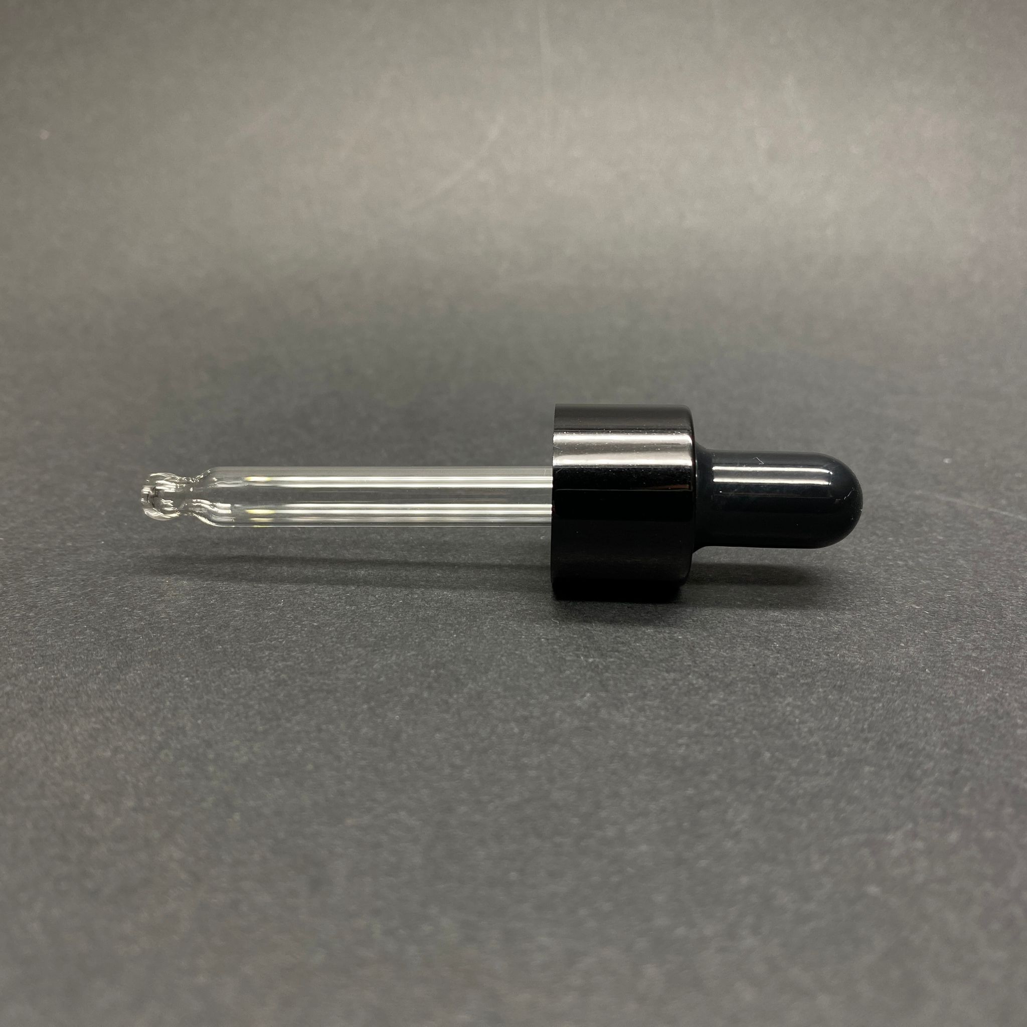 18 Mm Cam Damlalık Takım - Parlak Siyah Emzik+Delikli Siyah Metal Kapak+Cam Pipet - 15 Cc Dropper Şişeler İçin