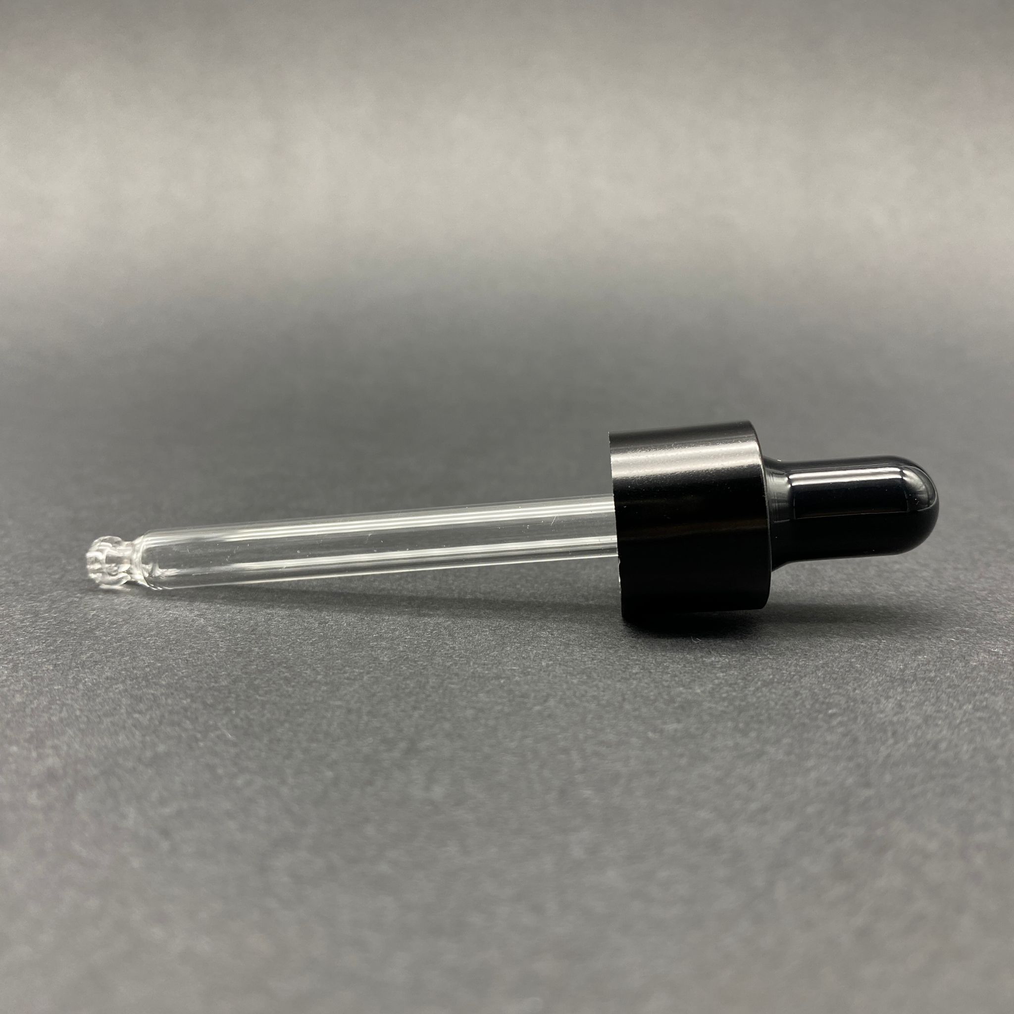 18 Mm Cam Damlalık Takım - Parlak Siyah Emzik+Delikli Siyah Metal Kapak+Cam Pipet - 30 Cc Dropper Şişeler İçin