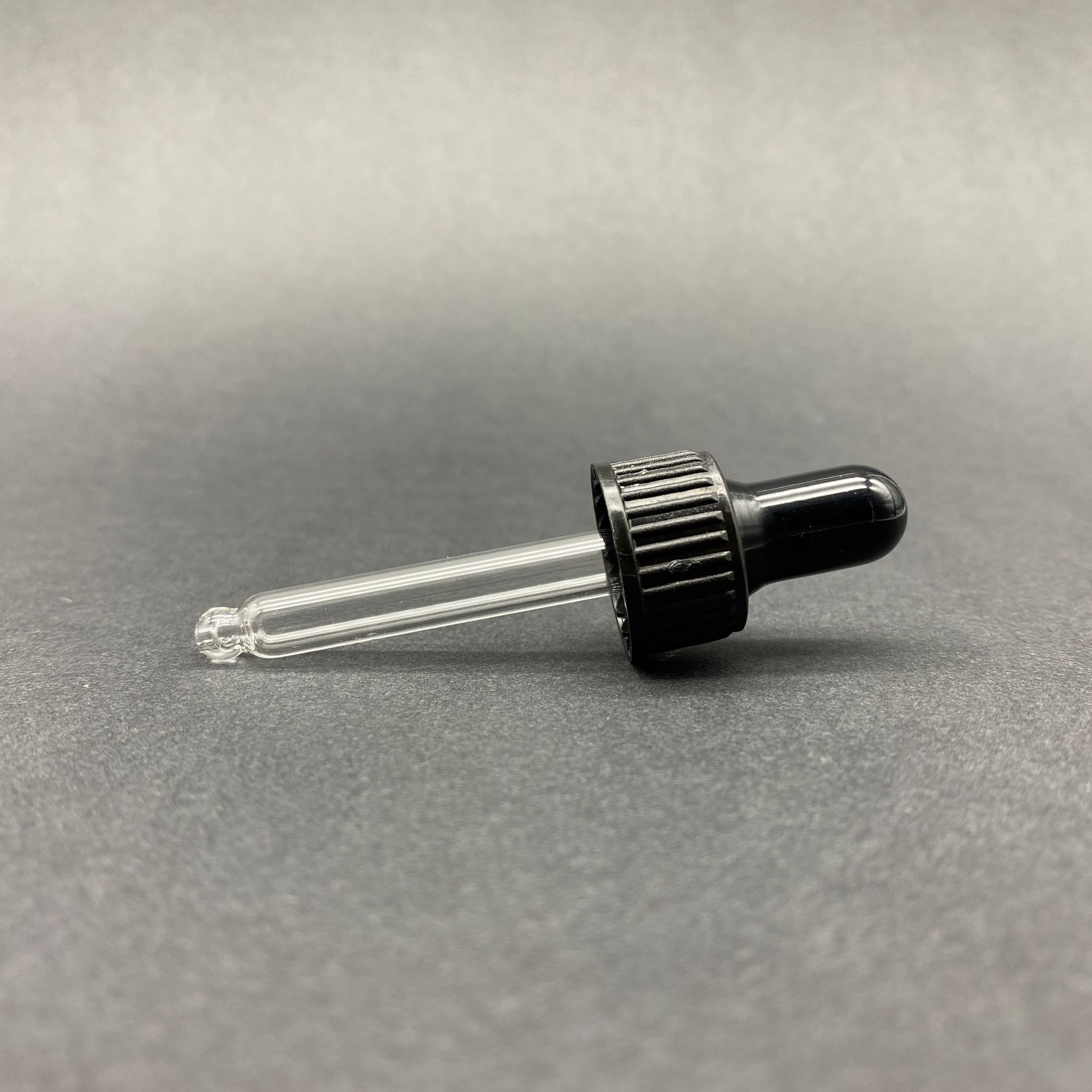 18 Mm Cam Damlalık Takım - Parlak Siyah Emzik+Delikli Siyah Plastik Kapak+Cam Pipet - 10 Cc Dropper Şişeler İçin