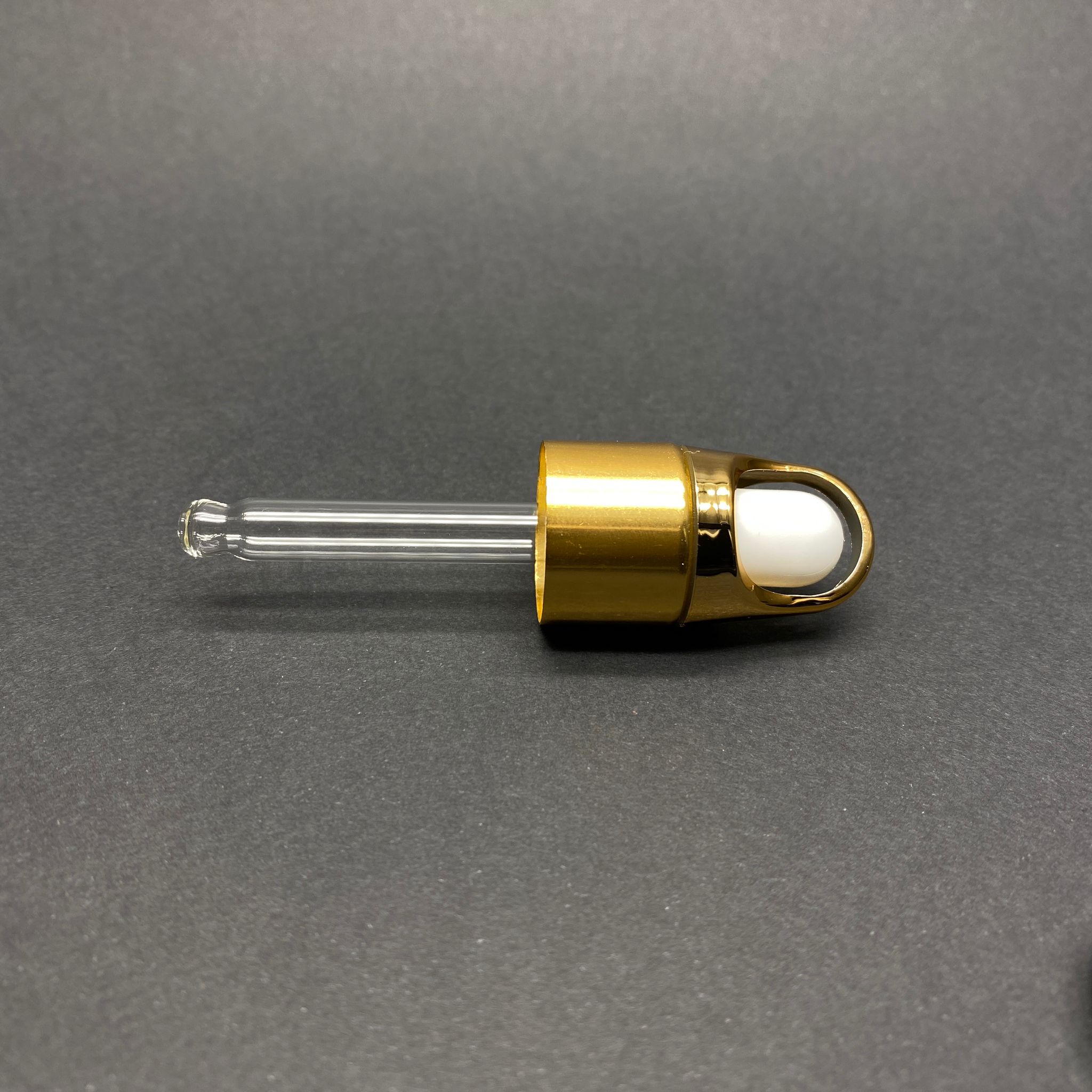 18 Mm Flower - Çiçek Sepeti Model Cam Damlalık Takım - Parlak Beyaz Emzik+ Gold Metal Kapak + Cam Pipet - 10 Cc Dropper Şişeler İçin