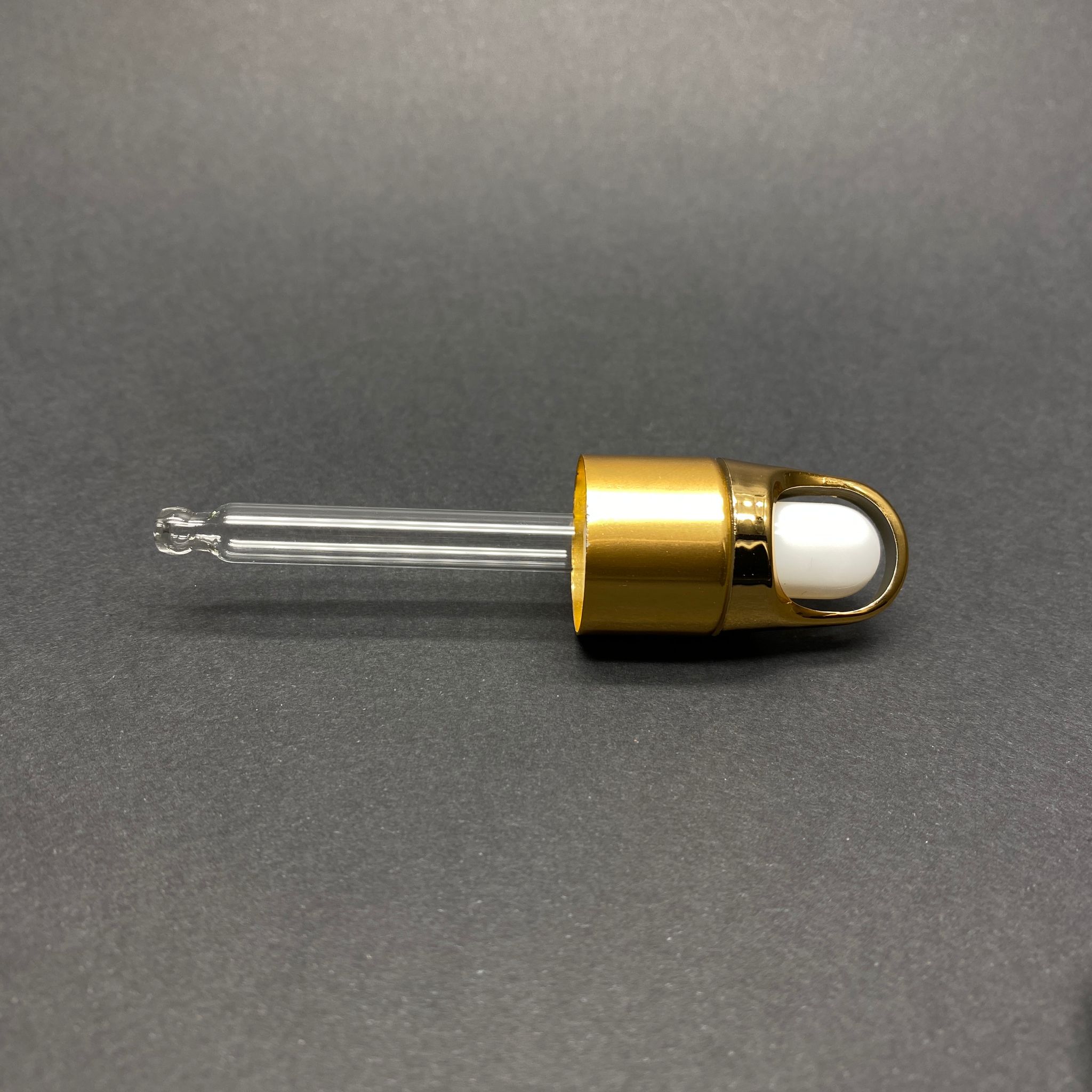 18 Mm Flower - Çiçek Sepeti Model Cam Damlalık Takım - Parlak Beyaz Emzik+ Gold Metal Kapak + Cam Pipet - 15 Cc Dropper Şişeler İçin
