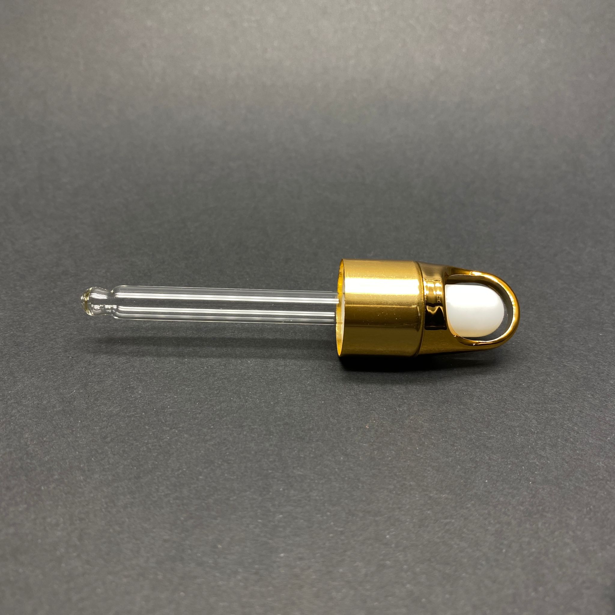 18 Mm Flower - Çiçek Sepeti Model Cam Damlalık Takım - Parlak Beyaz Emzik+ Gold Metal Kapak + Cam Pipet - 20 Cc Dropper Şişeler İçin