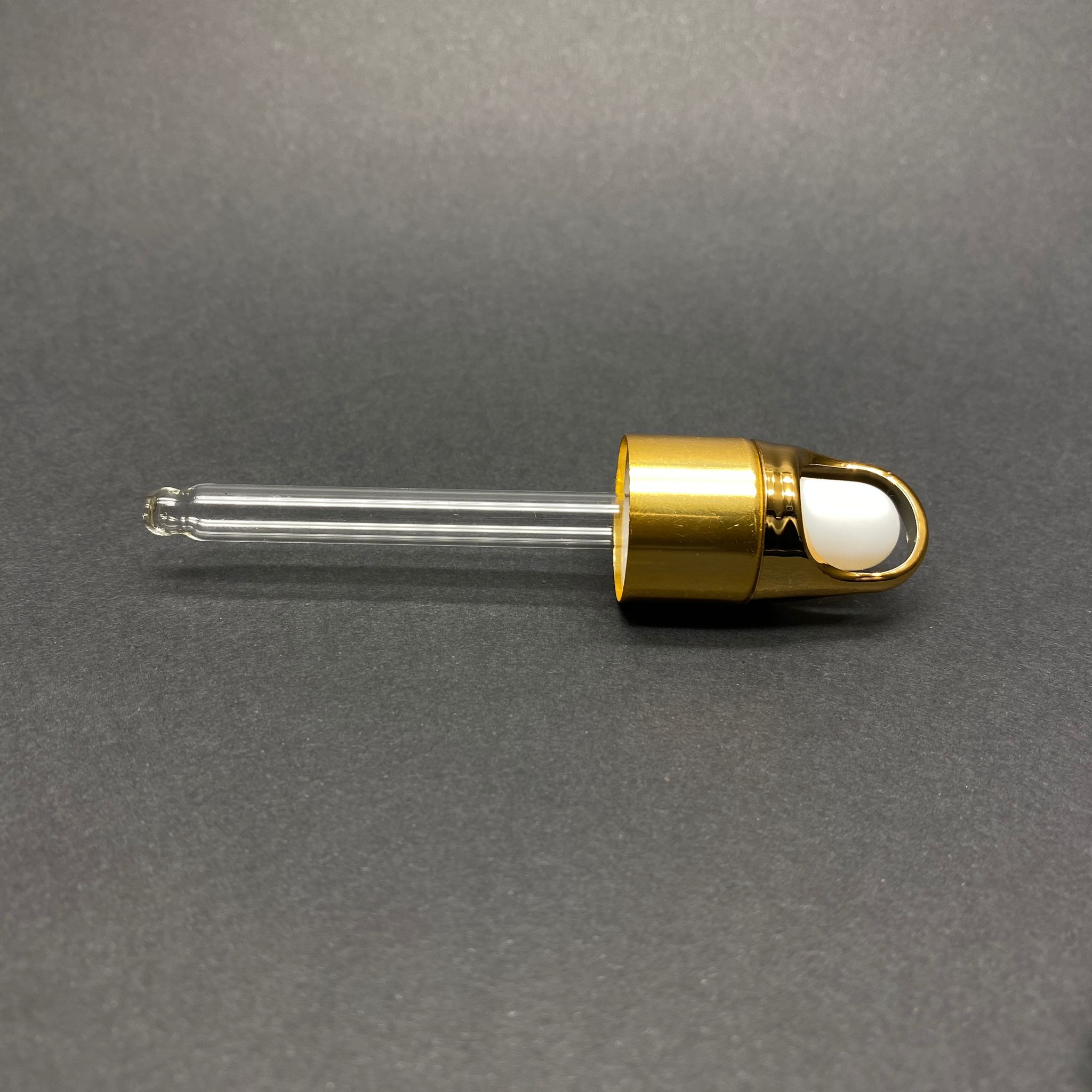 18 Mm Flower - Çiçek Sepeti Model Cam Damlalık Takım - Parlak Beyaz Emzik+ Gold Metal Kapak + Cam Pipet - 30 Cc Dropper Şişeler İçin