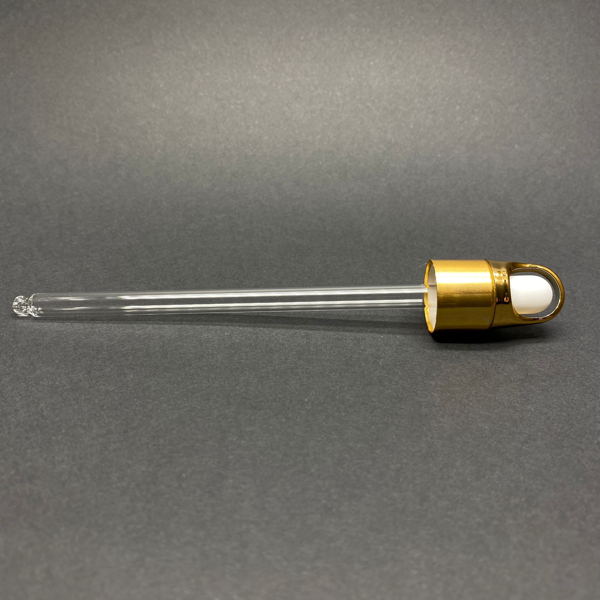 18 Mm Flower - Çiçek Sepeti Model Cam Damlalık Takım - Parlak Beyaz Emzik+ Gold Metal Kapak + Cam Pipet