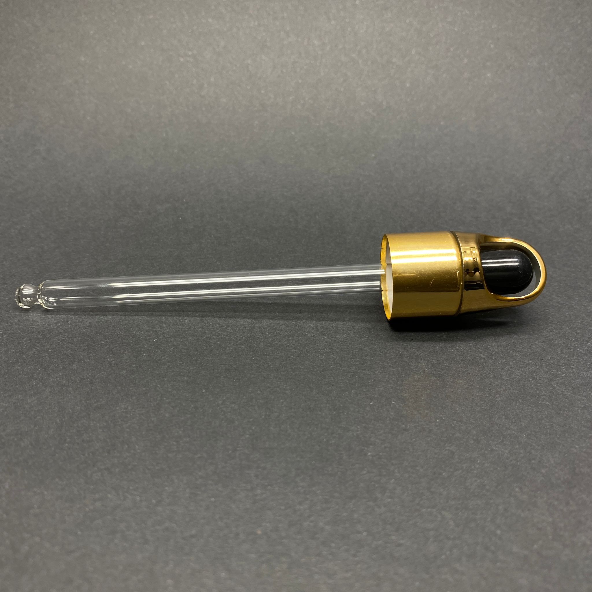 18 Mm Flower - Çiçek Sepeti Model Cam Damlalık Takım - Parlak Siyah Emzik+ Gold Metal Kapak + Cam Pipet - 100 Cc Dropper Şişe İçin