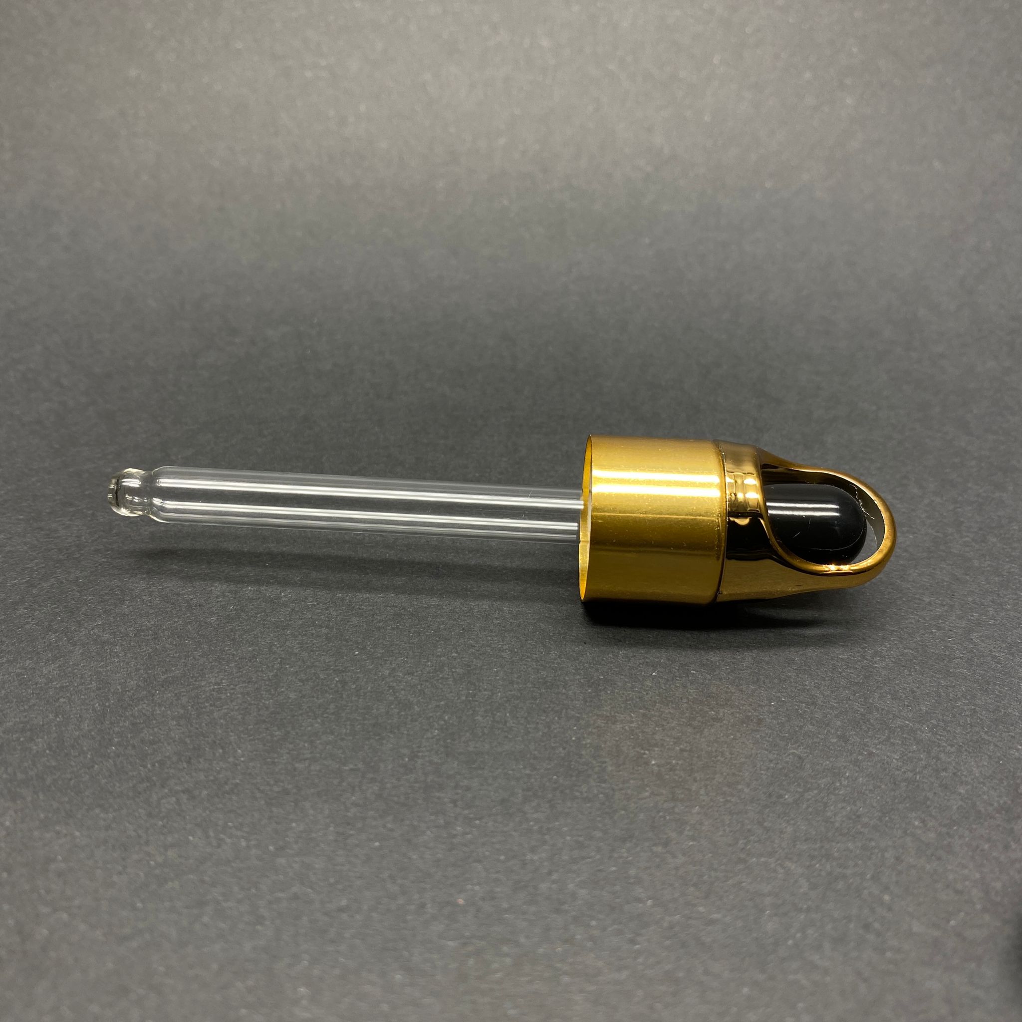 18 Mm Flower - Çiçek Sepeti Model Cam Damlalık Takım - Parlak Siyah Emzik+ Gold Metal Kapak + Cam Pipet - 30 Cc Dropper Şişeler İçin