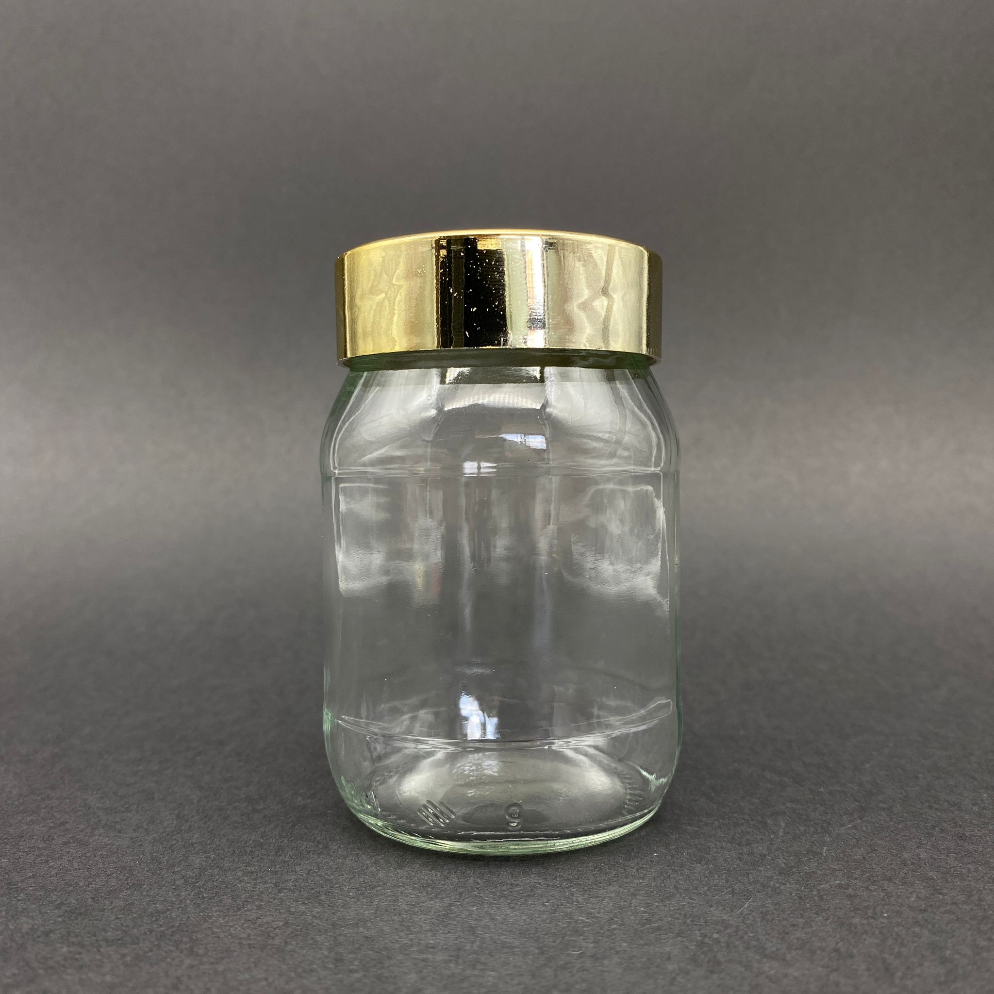 190 Cc Kavanoz - Plastik Gold Kaplamalı Kapaklı - 190 Ml Cam Kavanoz