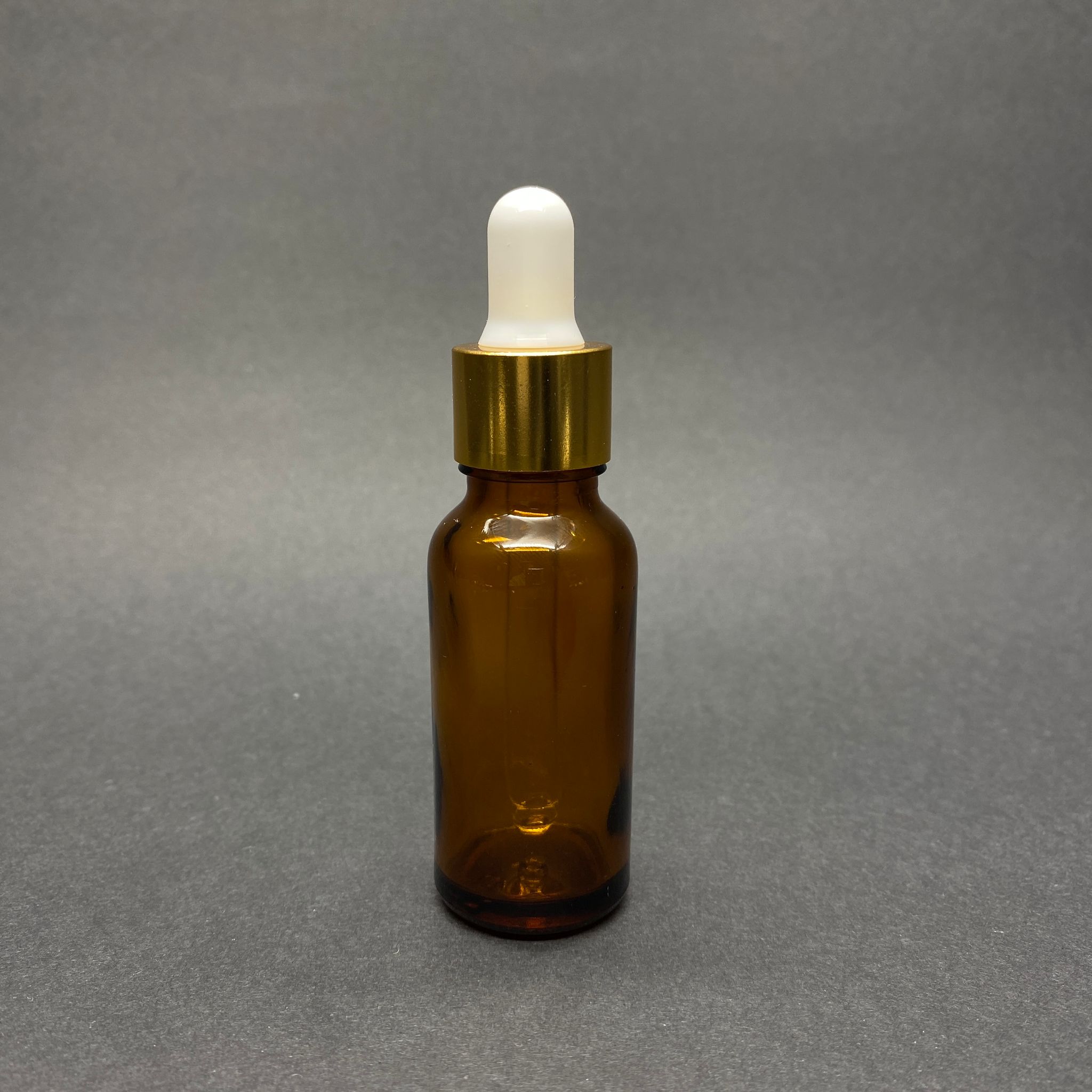 20 Cc Amber Cam Damlalıklı Şişe - Beyaz Emzik -Gold Metalik Kapak - 20 Ml Kahverengi Cam Damlalıklı Şişe