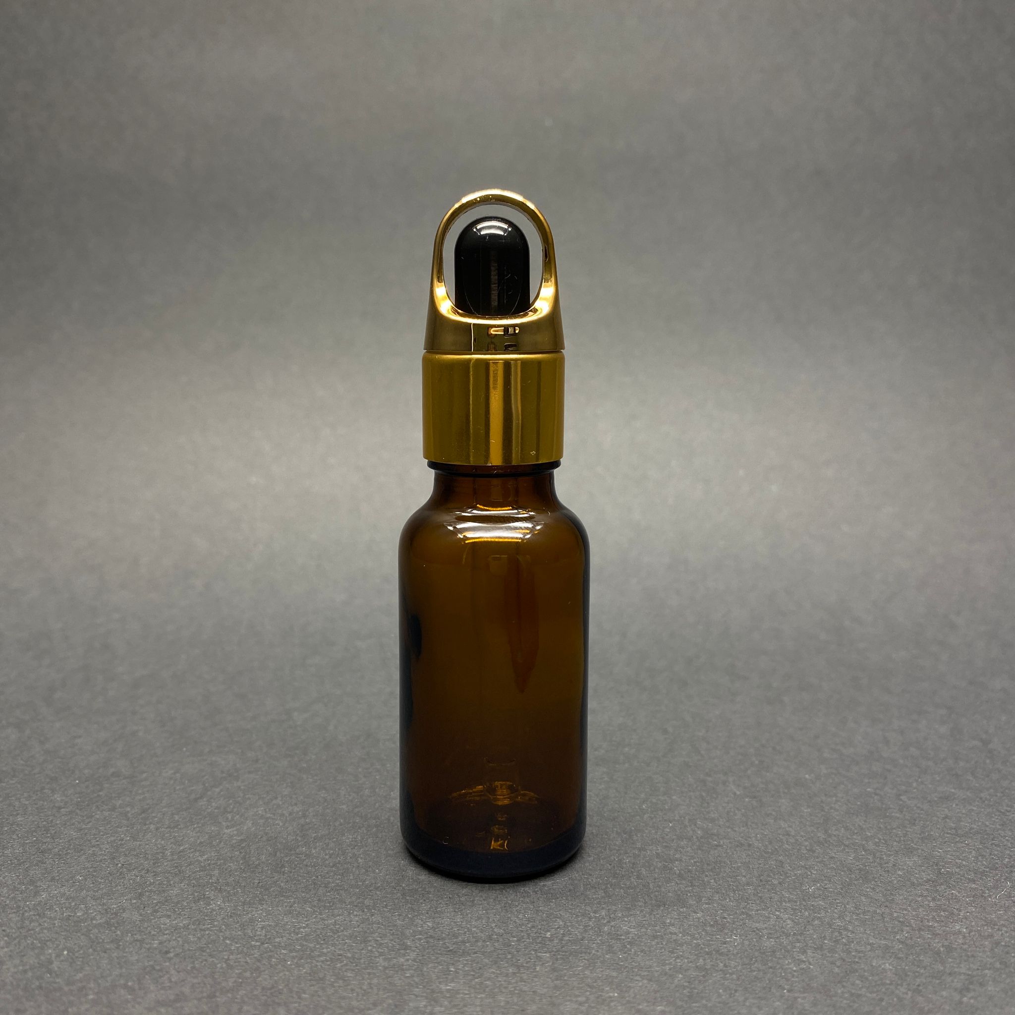 20 Cc Amber Cam Damlalıklı Şişe - Siyah Emzik - Gold Flower Sepet Model Metalik Kapak - 20 Ml Cam Damlalıklı Şişe