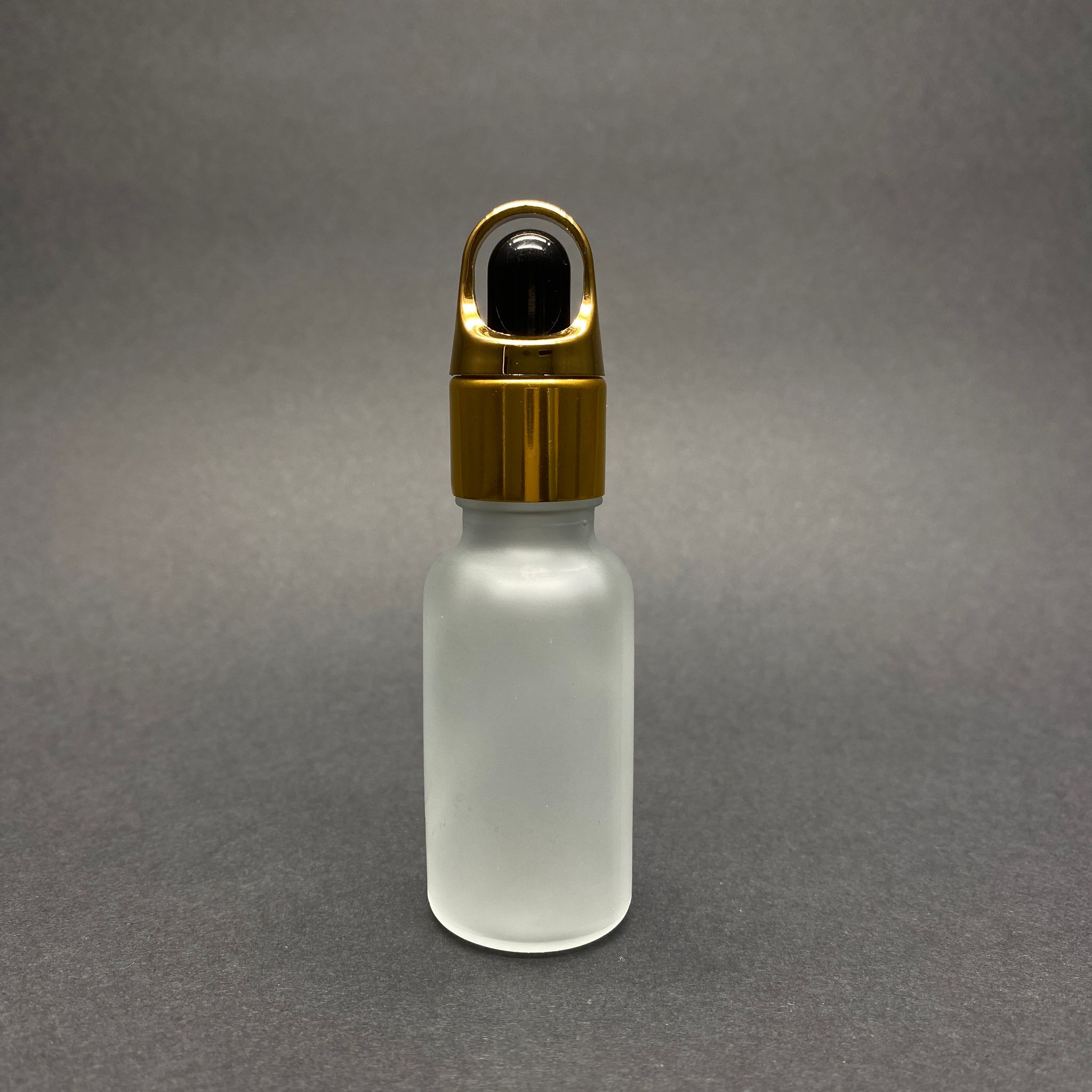 20 Cc Buzlu Cam Damlalıklı Şişe - Siyah Emzik - Gold Flower Sepet Model Metalik Kapak - 20 Ml Cam Damlalıklı Şişe