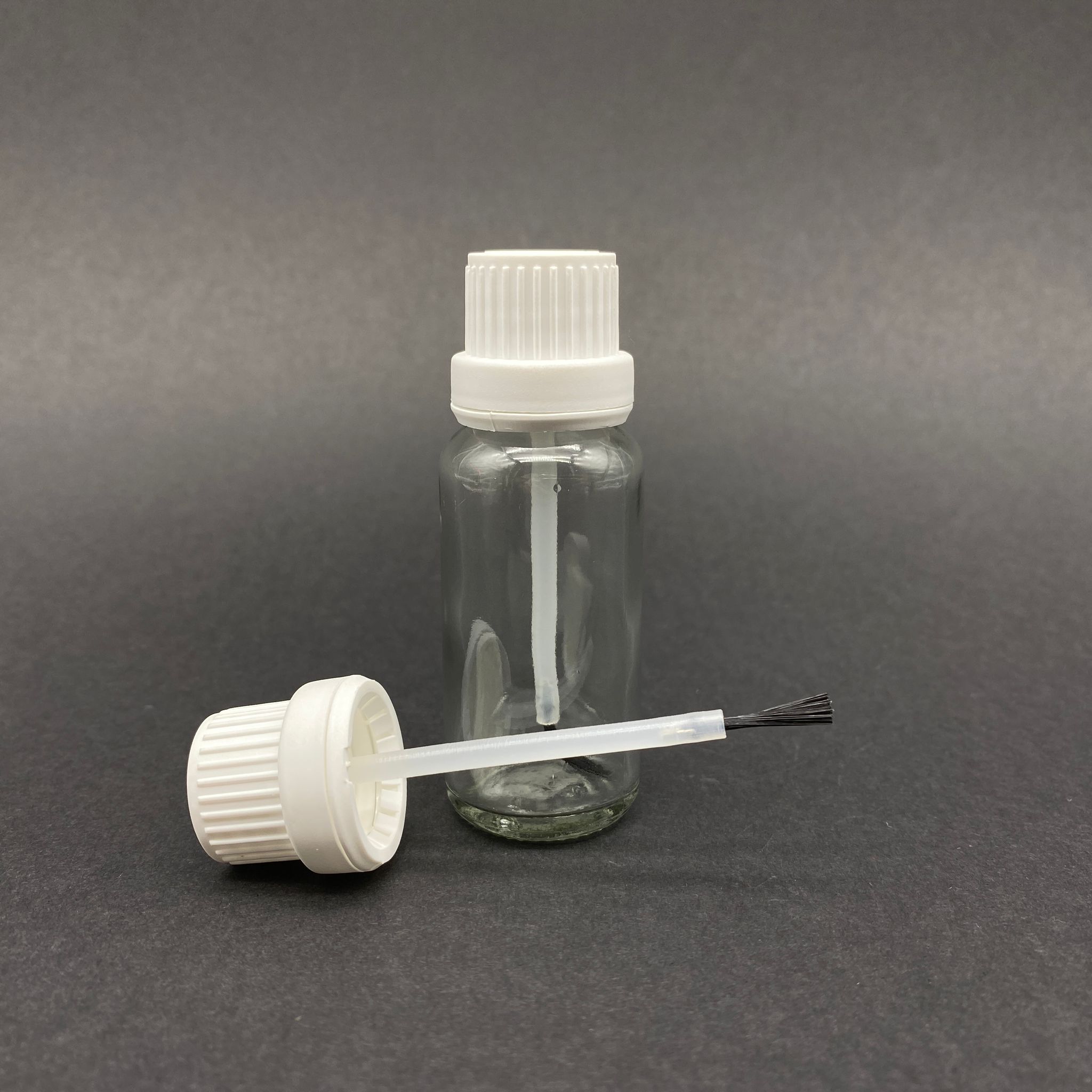 20 Cc Fırçalı Cam Şişe - Şeffaf - 20 Ml Kilitli Kapaklı Fırçalı Cam Şişe
