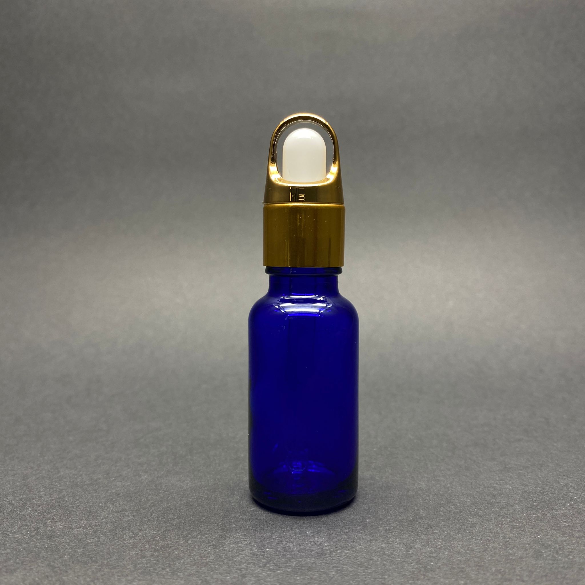 20 Cc Mavi Cam Damlalıklı Şişe - Beyaz Emzik - Gold Flower Sepet Model Metalik Kapak - 20 Ml Cam Damlalıklı Şişe