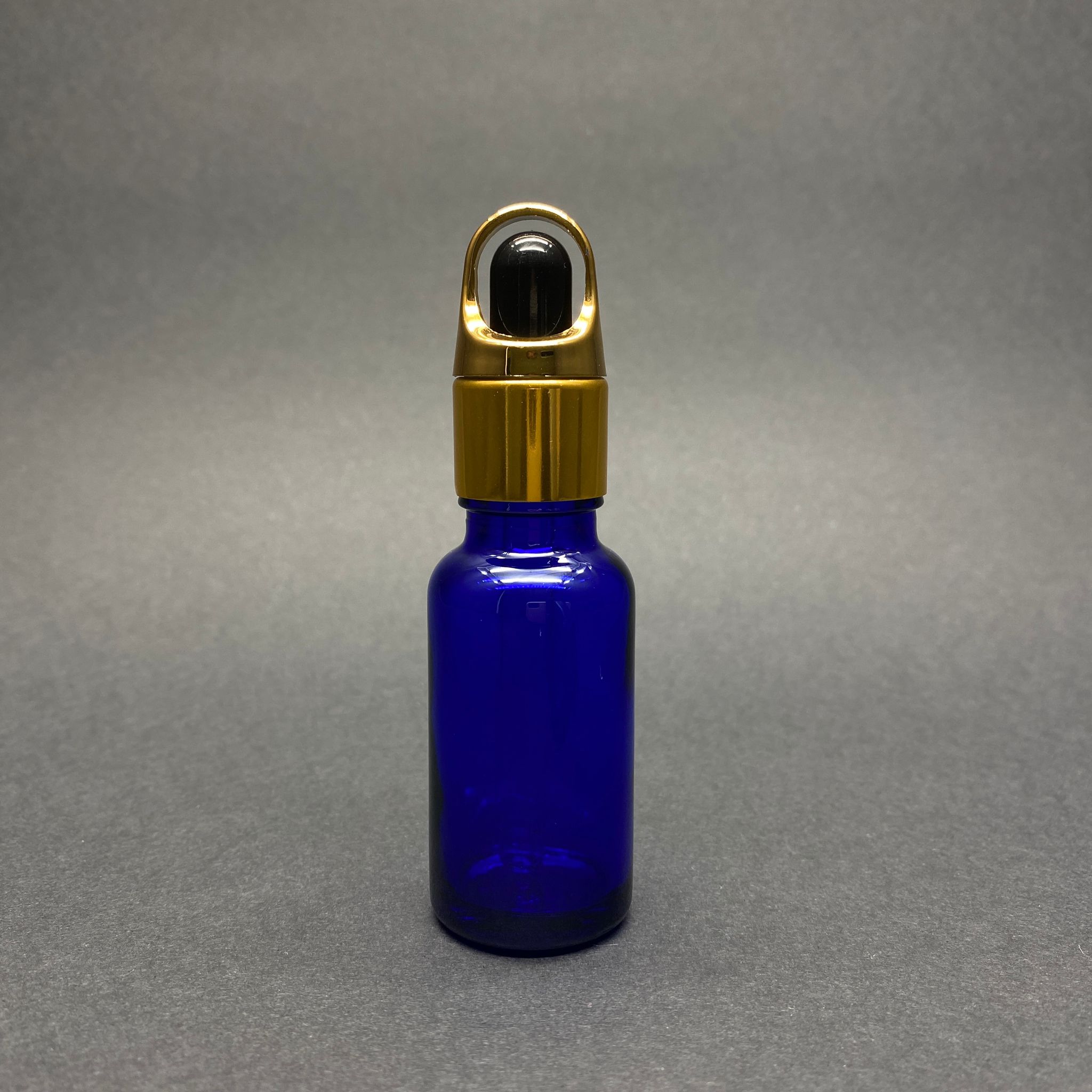 20 Cc Mavi Cam Damlalıklı Şişe - Siyah Emzik - Gold Flower Sepet Model Metalik Kapak - 20 Ml Cam Damlalıklı Şişe