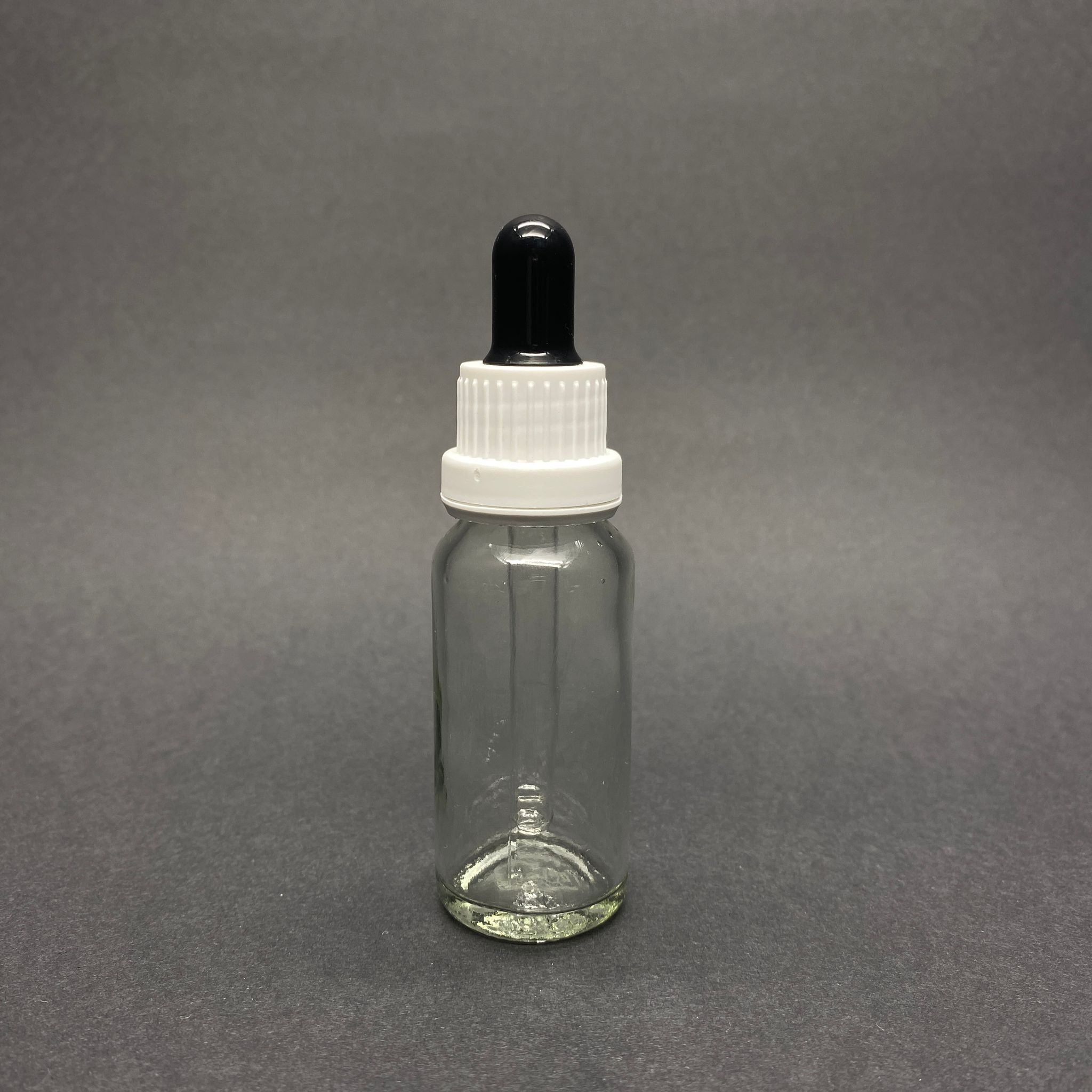 20 Cc Şeffaf Cam Damlalıklı Şişe - Siyah Emzik - Beyaz Kilitli Plastik Kapak - 20 Ml Saydam Cam Damlalıklı Şişe