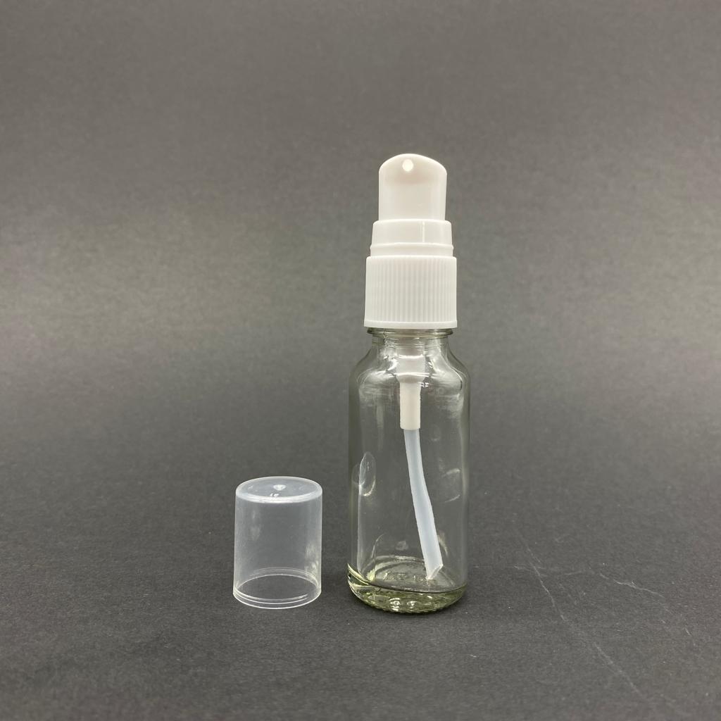 20 Cc Şeffaf Cam Şişe Beyaz Losyon Pompalı Takım - 20 Ml Pompalı Cam Şişe