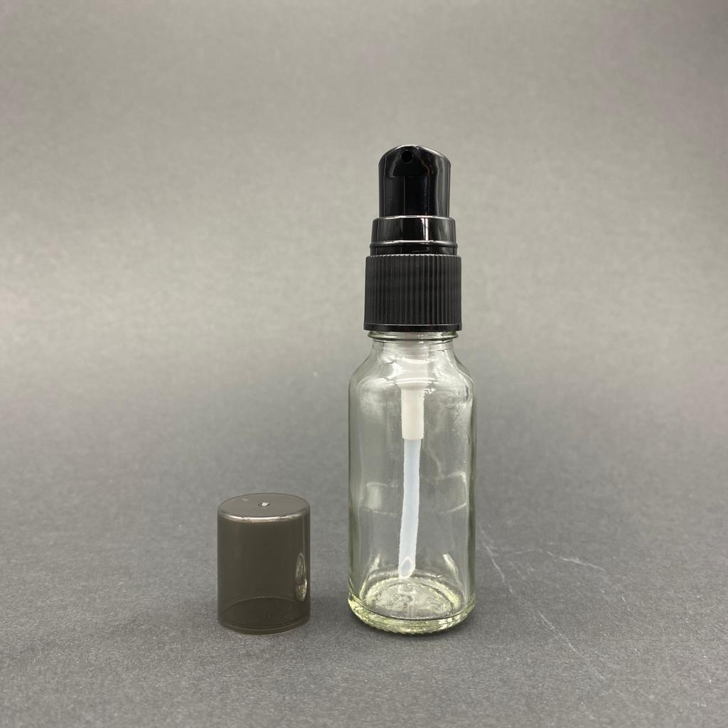20 Cc Şeffaf Cam Şişe Siyah Losyon Pompalı Takım - 20 Ml Pompalı Cam Şişe