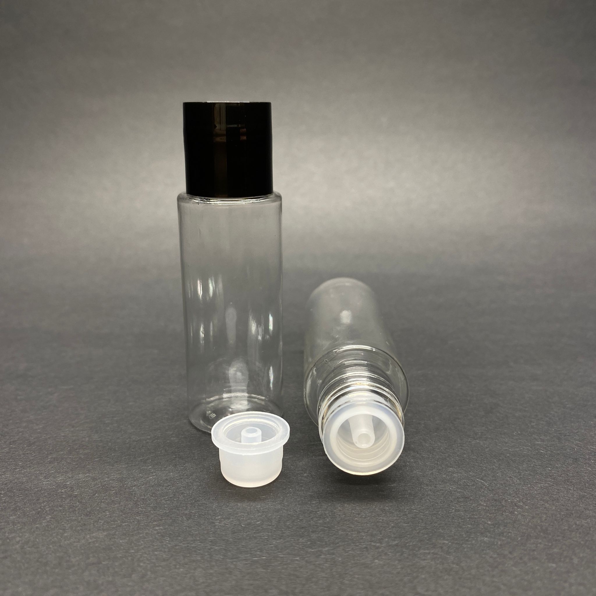 20 Cc Şeffaf İçten Damlalıklı Pet Şişe - Siyah Kapaklı Kolonya Tıpalı  - 20 Ml Pet Şişe