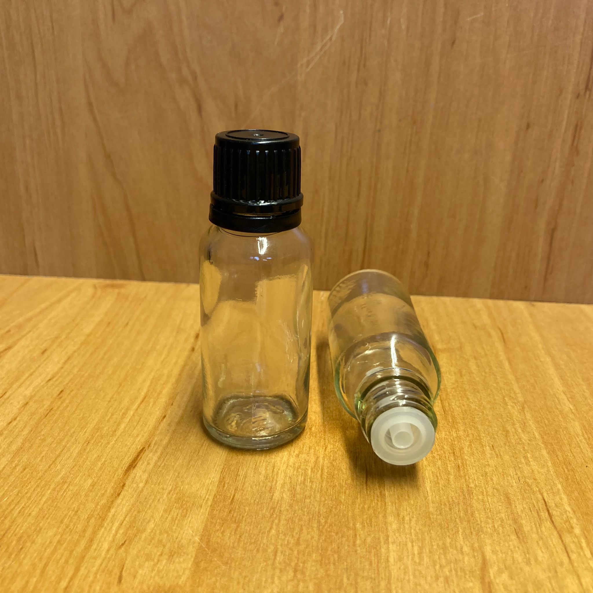 20 Cc Şeffaf İçten Damlalıklı - Siyah Kilit Kapaklı Cam Şişe - 20 Ml Saydam Yeni İçten Damlalıklı Cam Şişe