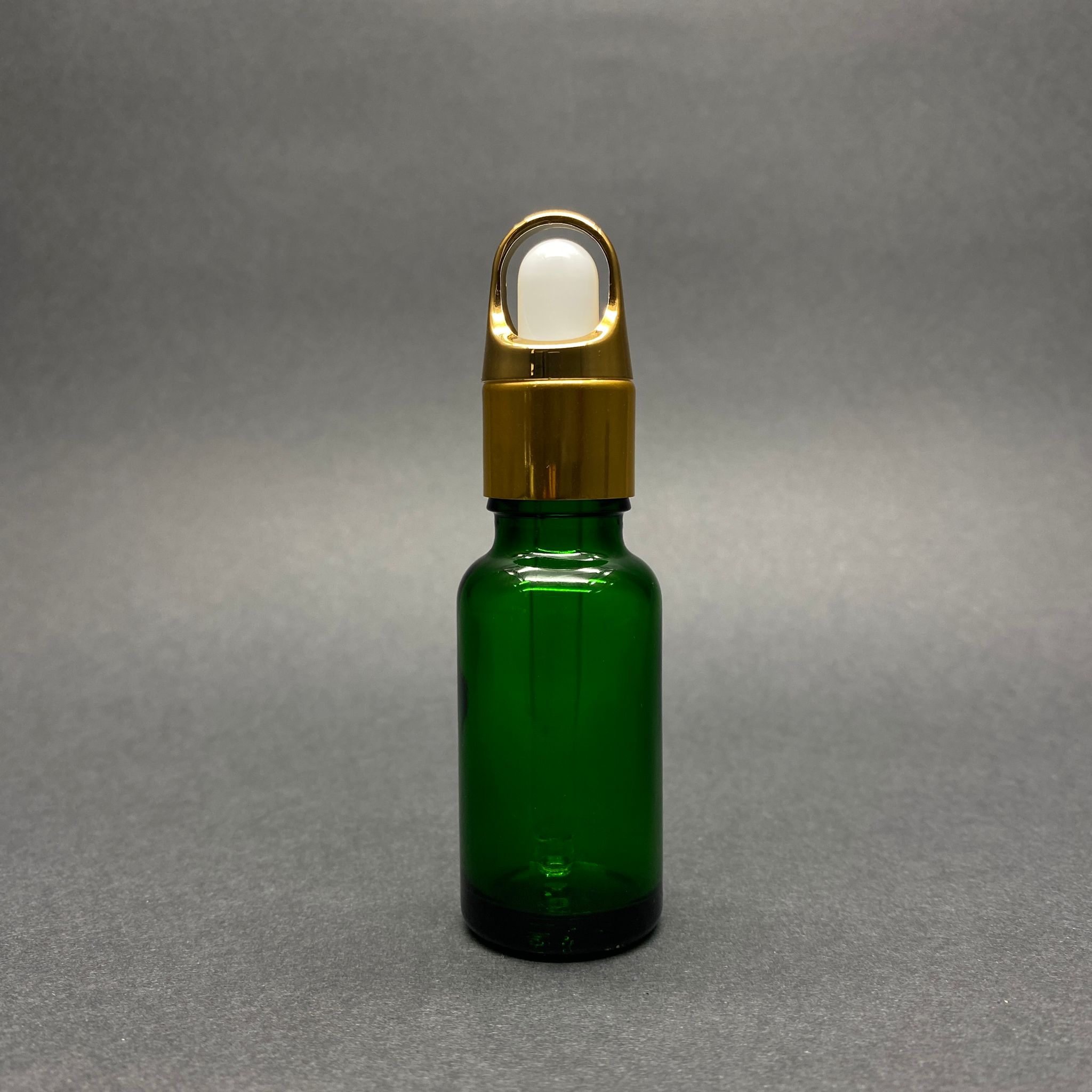 20 Cc Yeşil Cam Damlalıklı Şişe - Beyaz Emzik - Gold Flower Sepet Model Metalik Kapak - 20 Ml Cam Damlalıklı Şişe