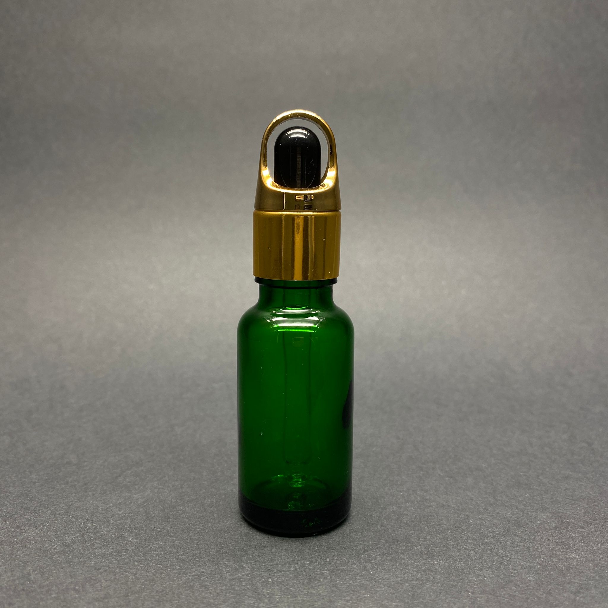 20 Cc Yeşil Cam Damlalıklı Şişe - Siyah Emzik - Gold Flower Sepet Model Metalik Kapak - 20 Ml Cam Damlalıklı Şişe