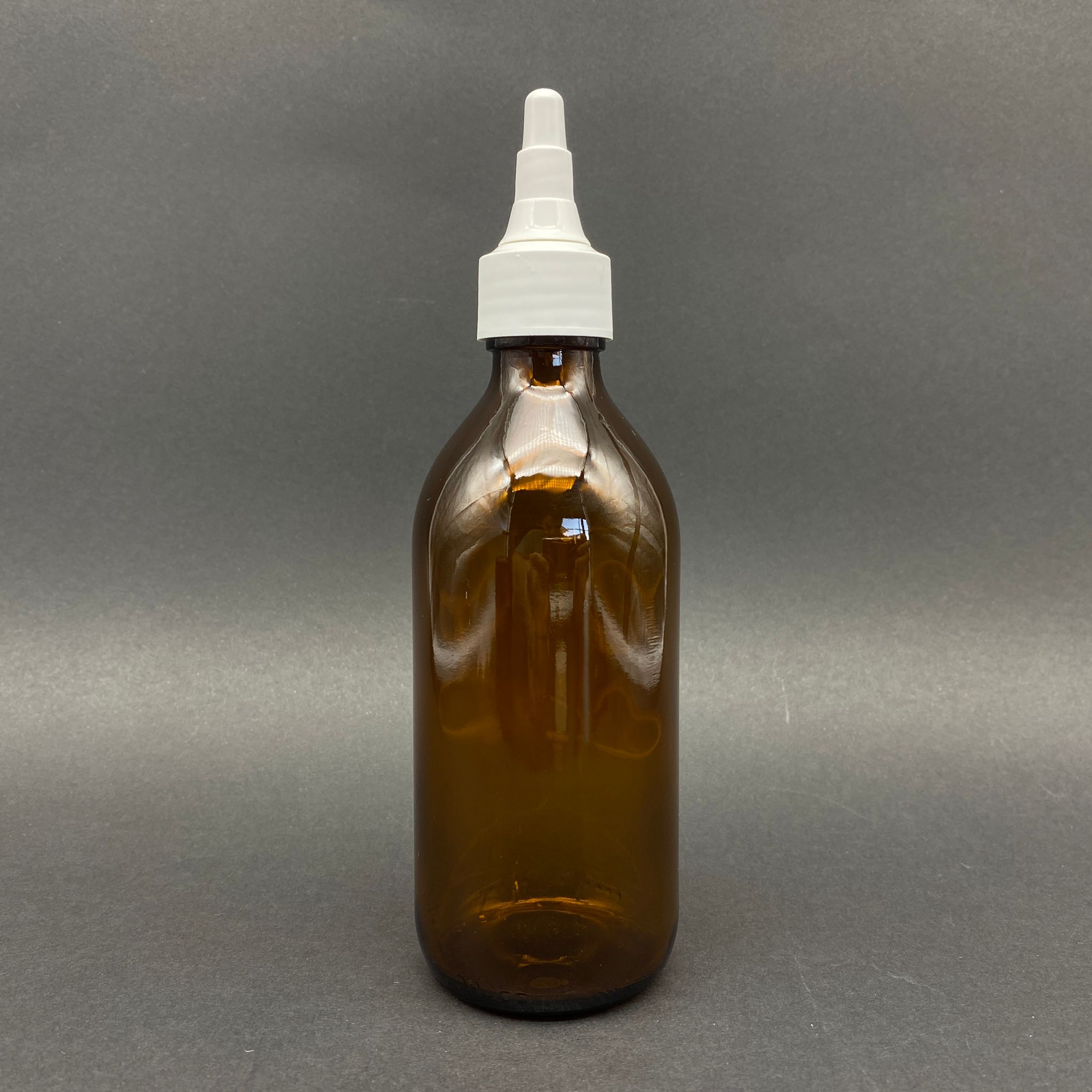 200 Cc Amber Cam Şişe - Beyaz Akıtıcılı Asansör Kapaklı - 200 Ml Kahverengi Cam Şişe