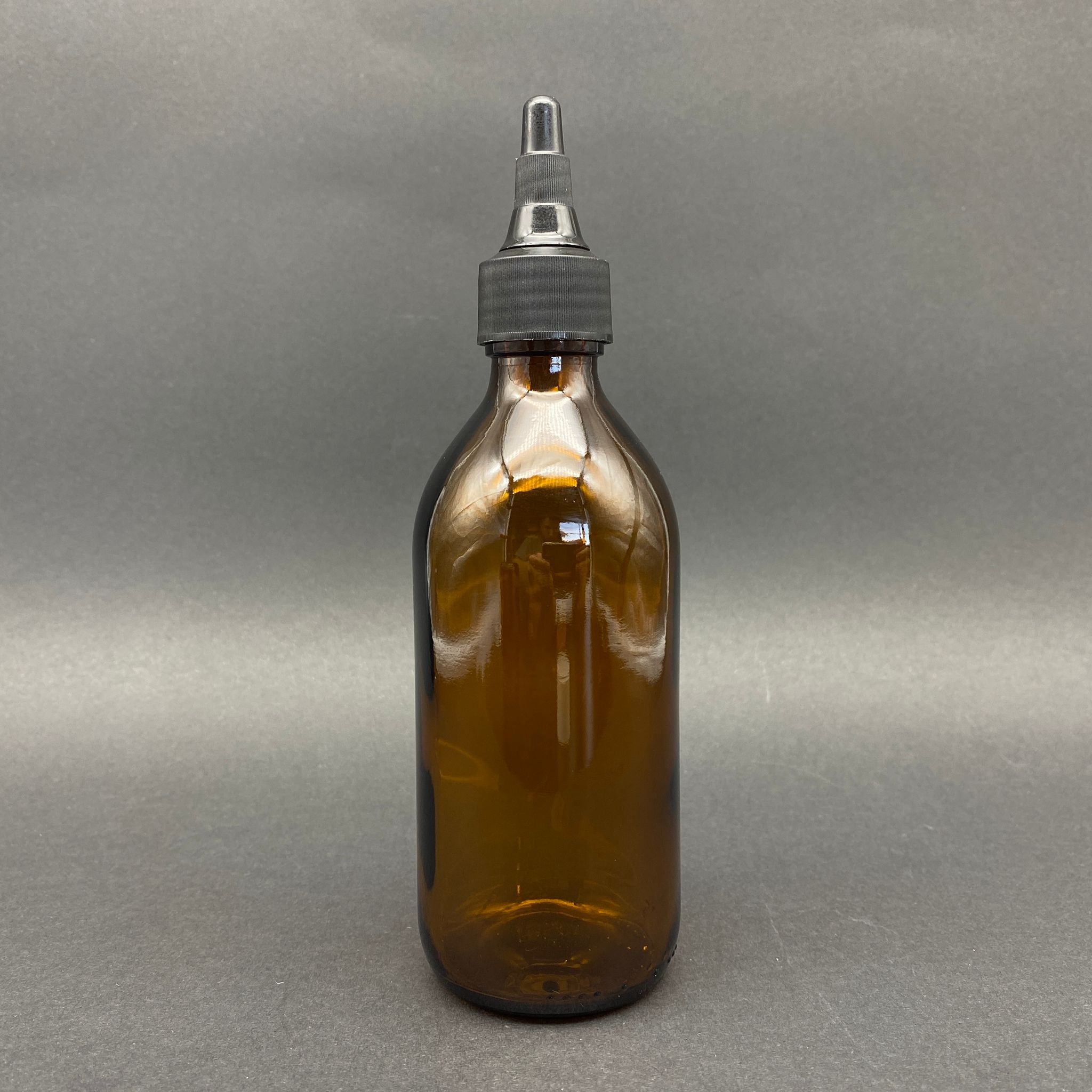 200 Cc Amber Cam Şişe - Siyah Akıtıcılı Asansör Kapaklı - 200 Ml Kahverengi Cam Şişe