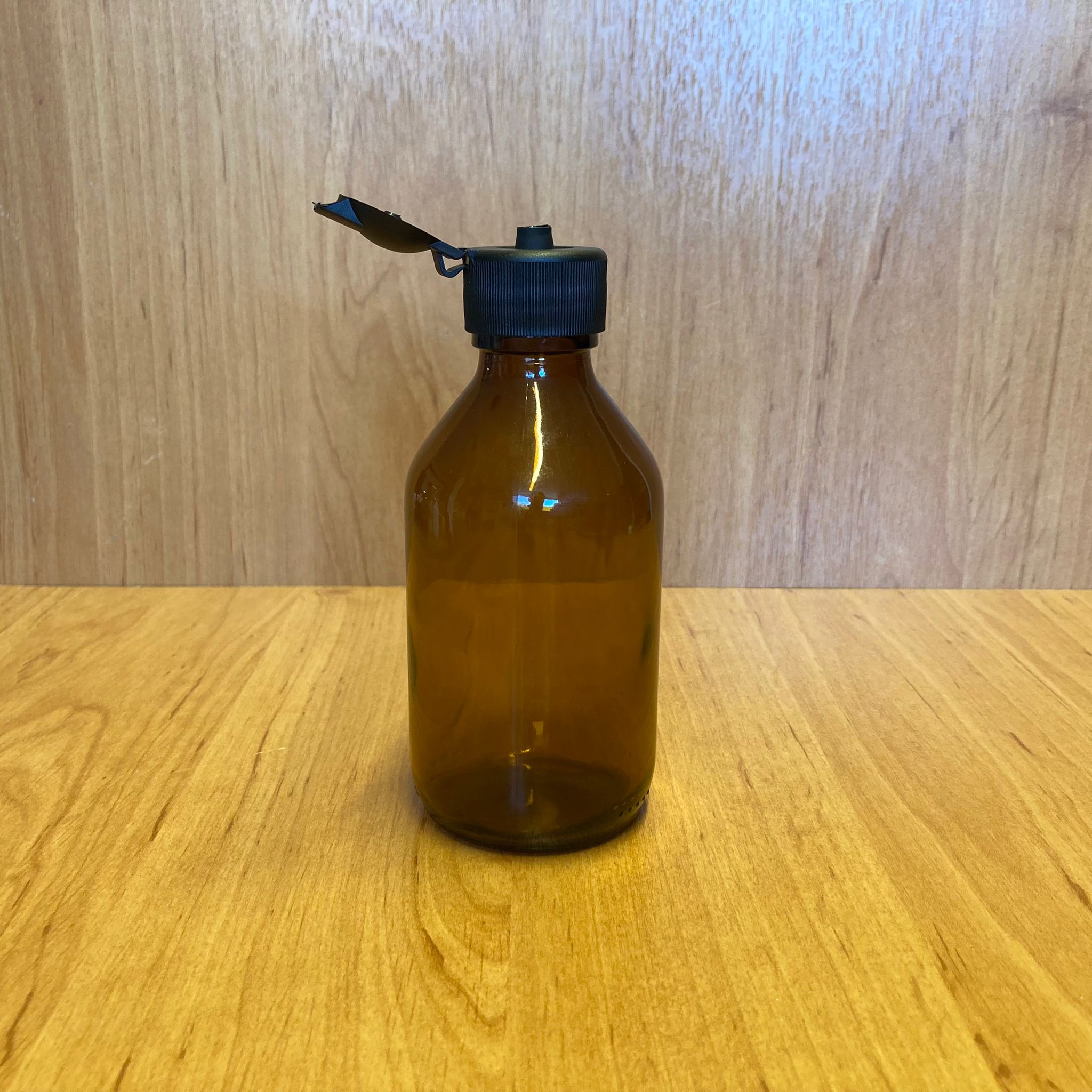 200 Cc Amber Cam Şişe - Siyah Akıtıcılı Fliptop Kapaklı - 200 Ml Kahverengi Boş Şurup Şişesi - Açılır Kapanır Kapaklı