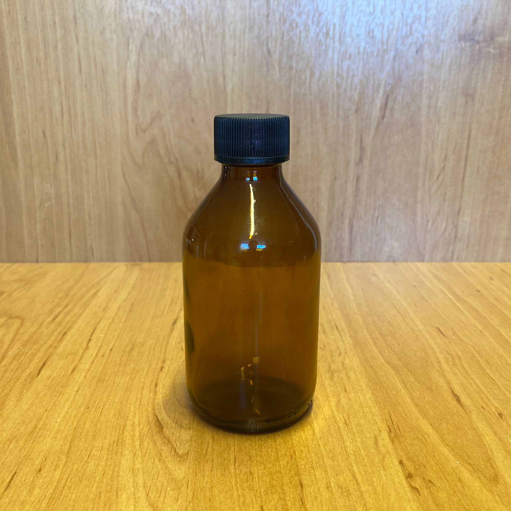 200 Cc Amber Cam Şişe - Siyah Plastik Kapaklı - 200 Ml Kahverengi Boş Şurup Şişesi