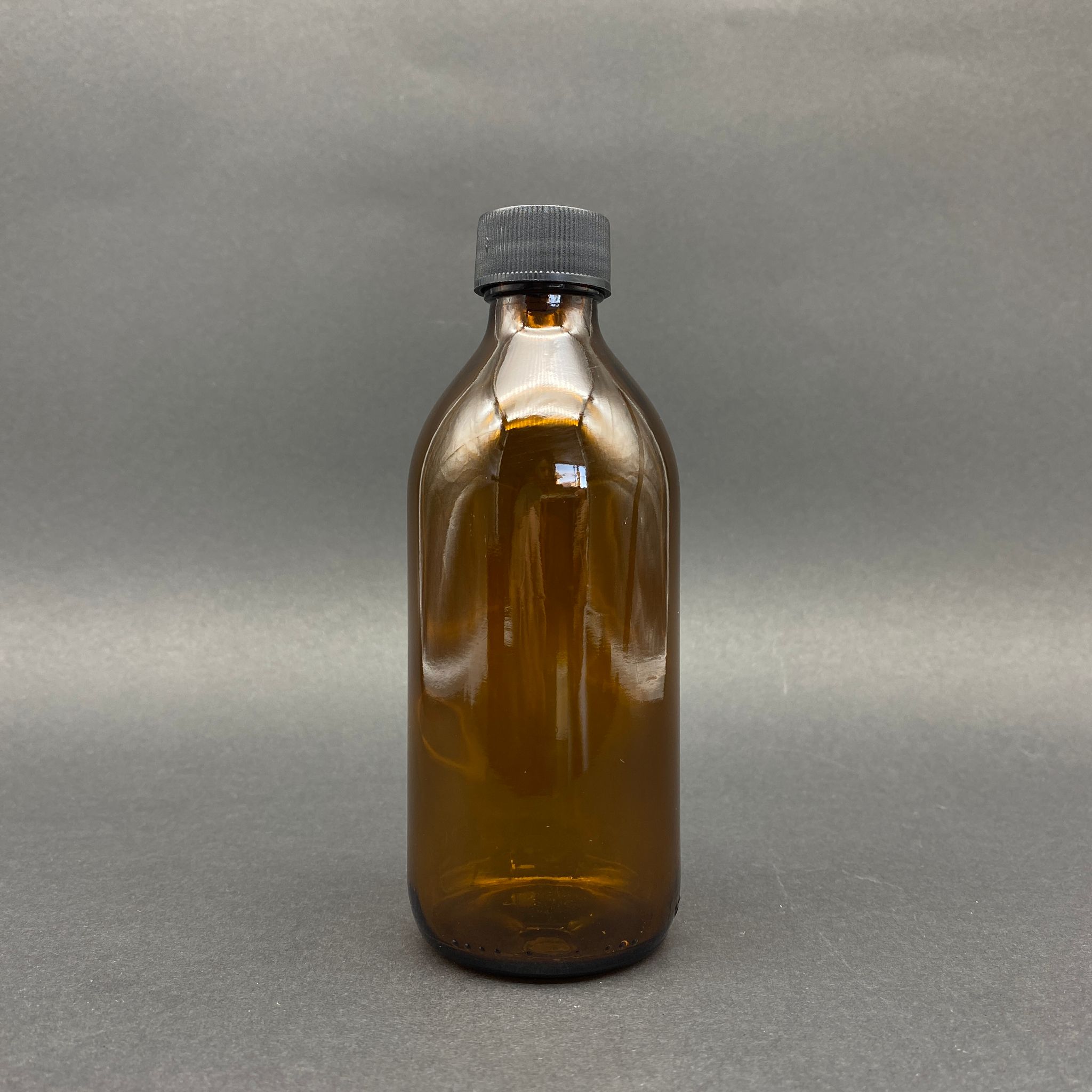 200 Cc Amber Cam Şişe - Siyah Plastik Kapaklı - 200 Ml Kahverengi Cam Şişe