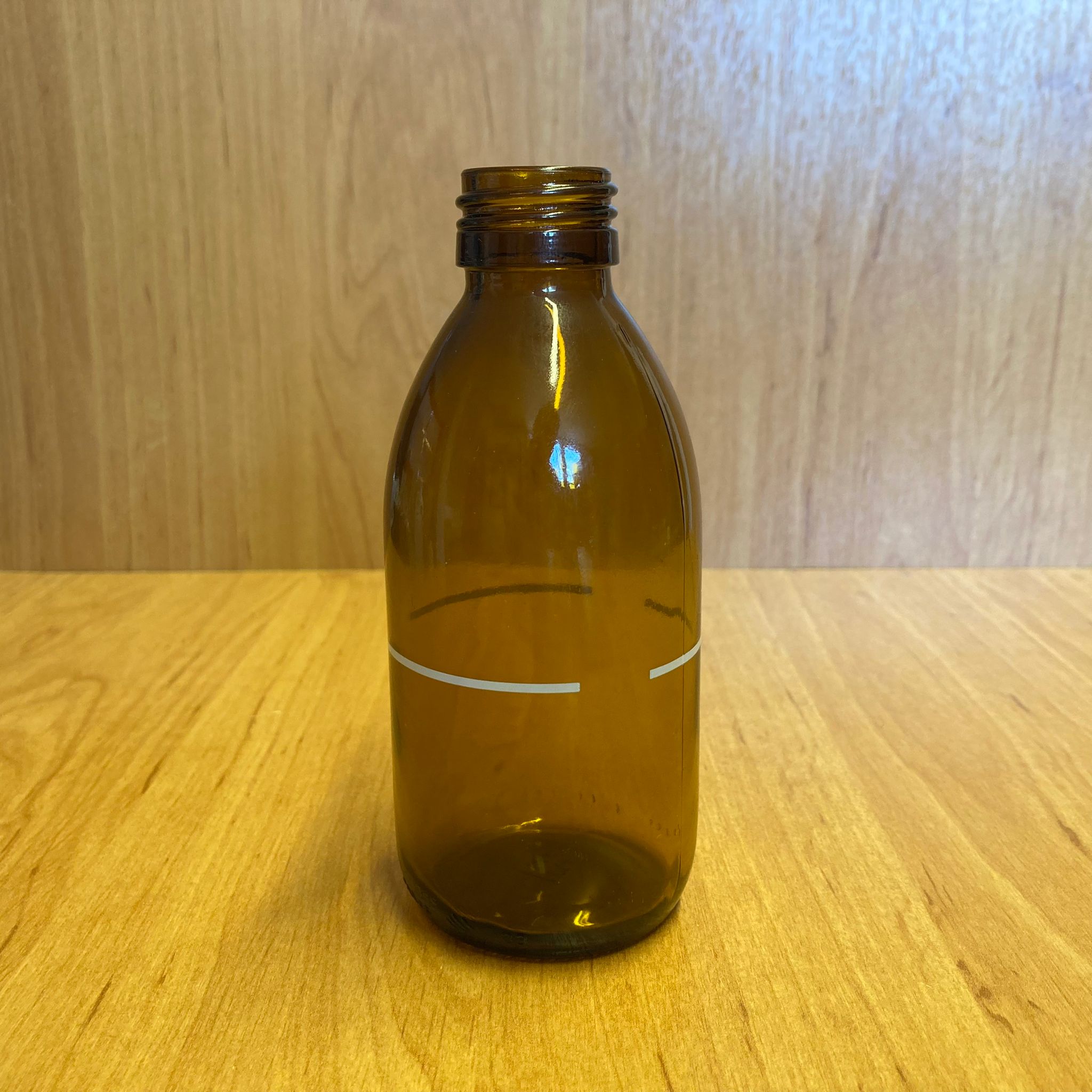 200 Cc Amber Çizgili Cam Şişe Kapaksız (28 Ağız) - 200 Ml Cam Şişe - Kahverengi