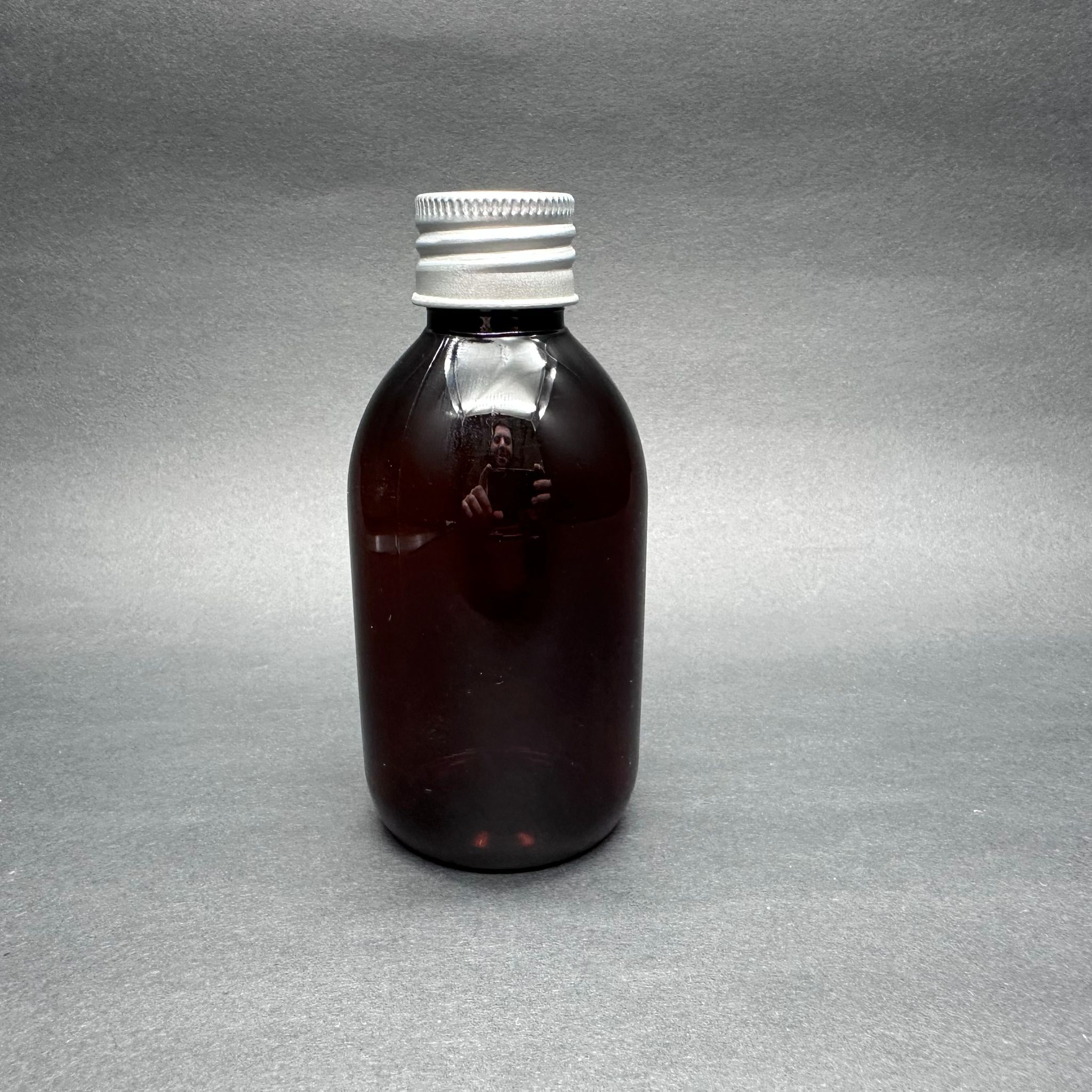 200 Cc Amber Pet Ecza Şişesi - Contalı Gümüş Metal Kapaklı - 200 Ml Kahverengi Plastik Şurup Şişesi (21 Gr)
