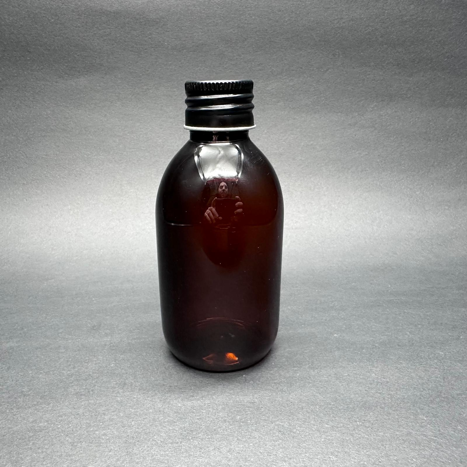 200 Cc Amber Pet Ecza Şişesi - Contalı Siyah Metal Kapaklı - 200 Ml Kahverengi Plastik Şurup Şişesi (21 Gr)